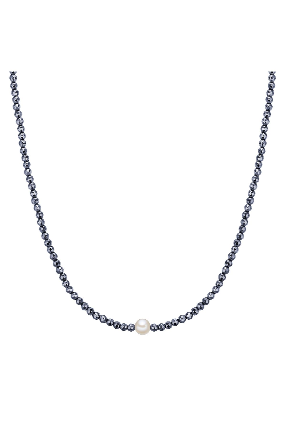 Valero Pearls-Perlenhalskette Kette Sterling Silber Süßwasser-Zuchtperle weiß Hämatit schwarz 1