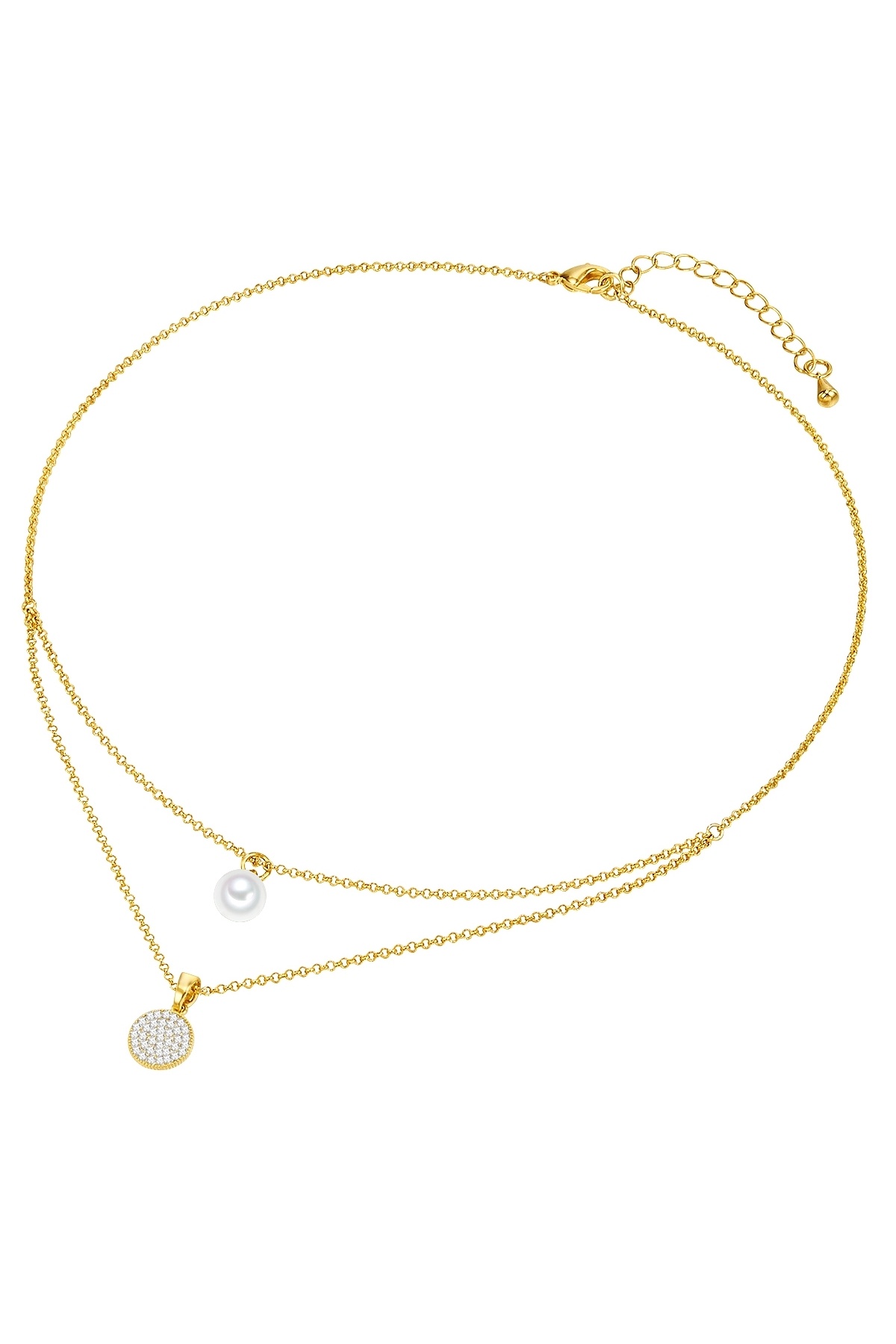 Lulu & Jane-Modeschmuckhalskette Kette gelbgold Synthetische Perle weiß Glas weiß 2