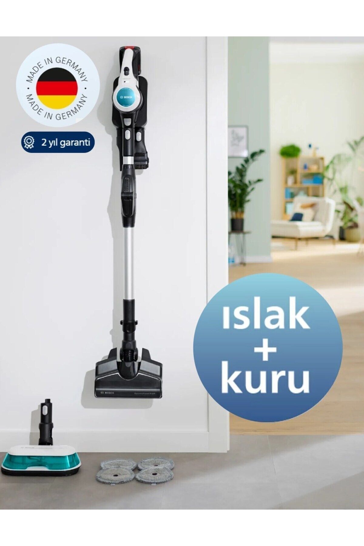 Bosch 2'si 1 Arada Islak ve Kuru Temizlik, ÇİFT Batarya HEPA Filtre-Unlimited 7 ProHygienic Aqua
