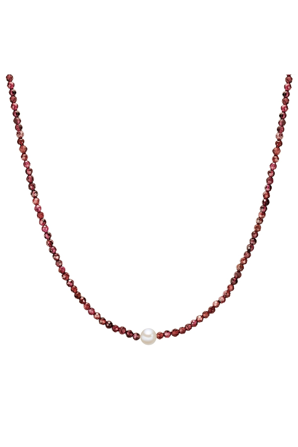 Valero Pearls-Perlenhalskette Kette Sterling Silber Süßwasser-Zuchtperle weiß Granat rot 1