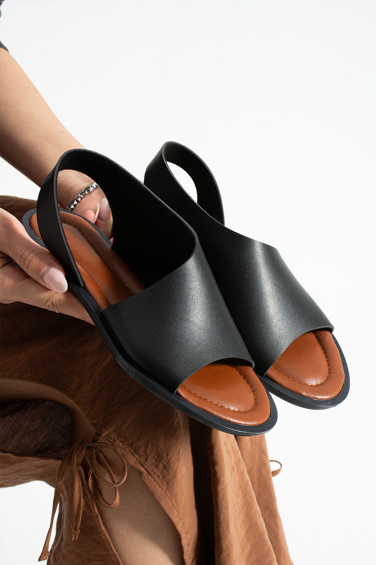 Moda Devrin-صندل راقصة الباليه باللون الأسود الفاتح أحذية الصيف 2
