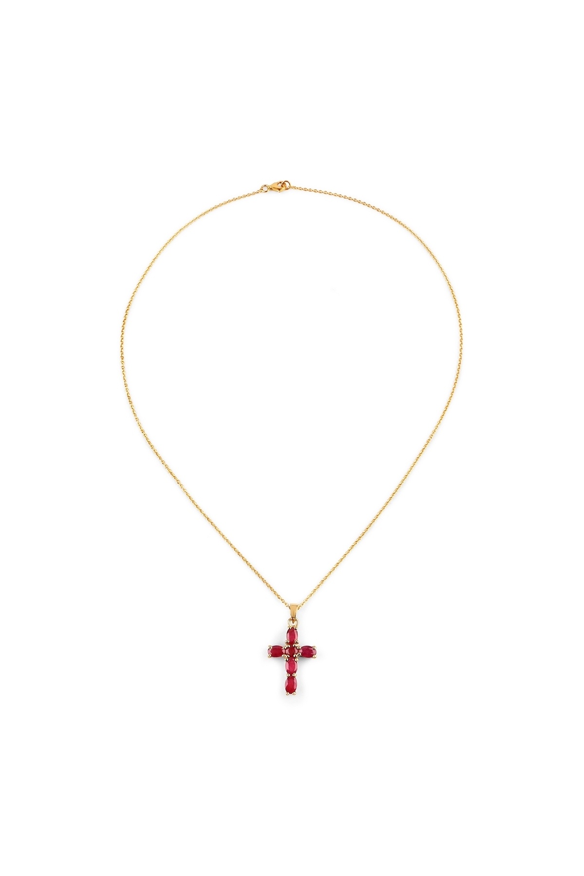 Rafaela Donata-Edelsteinhalskette Kette mit Anhänger Sterling Silber gelbvergoldet Rubin 3