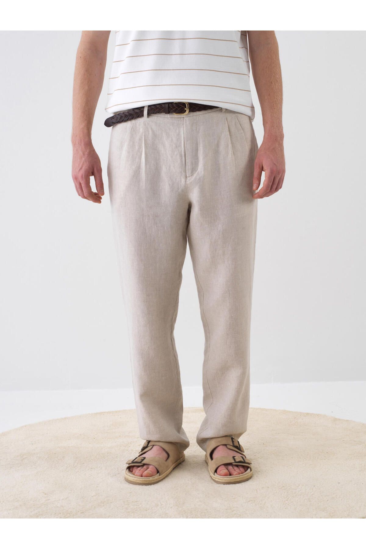 Xint Naturel Regular Fit Keten Pantolon