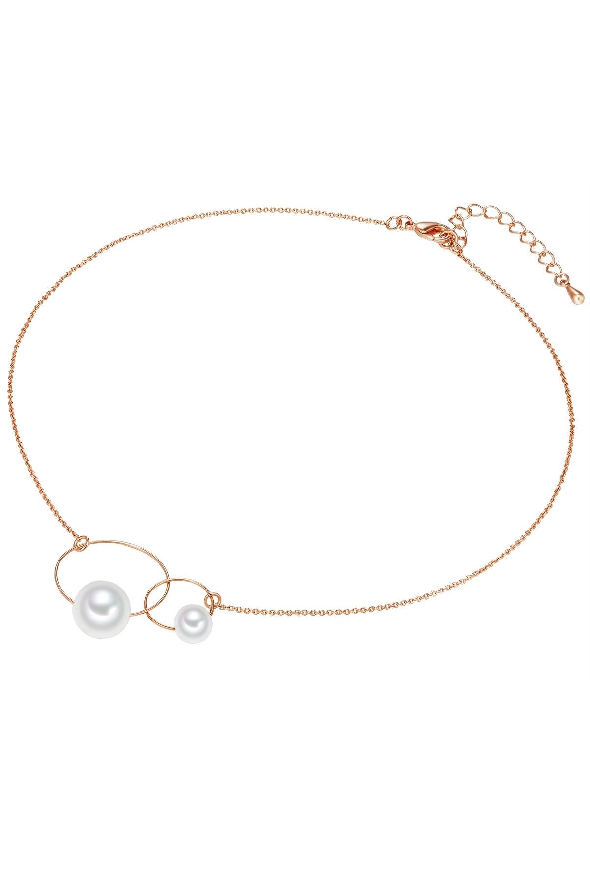Lulu & Jane-Perlenhalskette Kette mit Anhänger roségold Muschelkernperle weiß 2