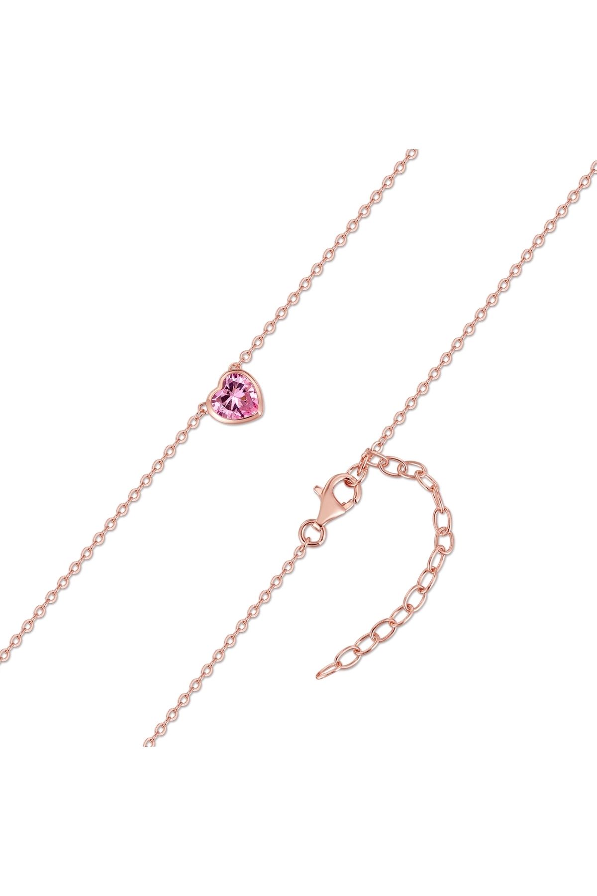 Trilani-Silberhalskette Kette Mit Anhänger Sterling Silber Roségold Zirkonia Rosa 3