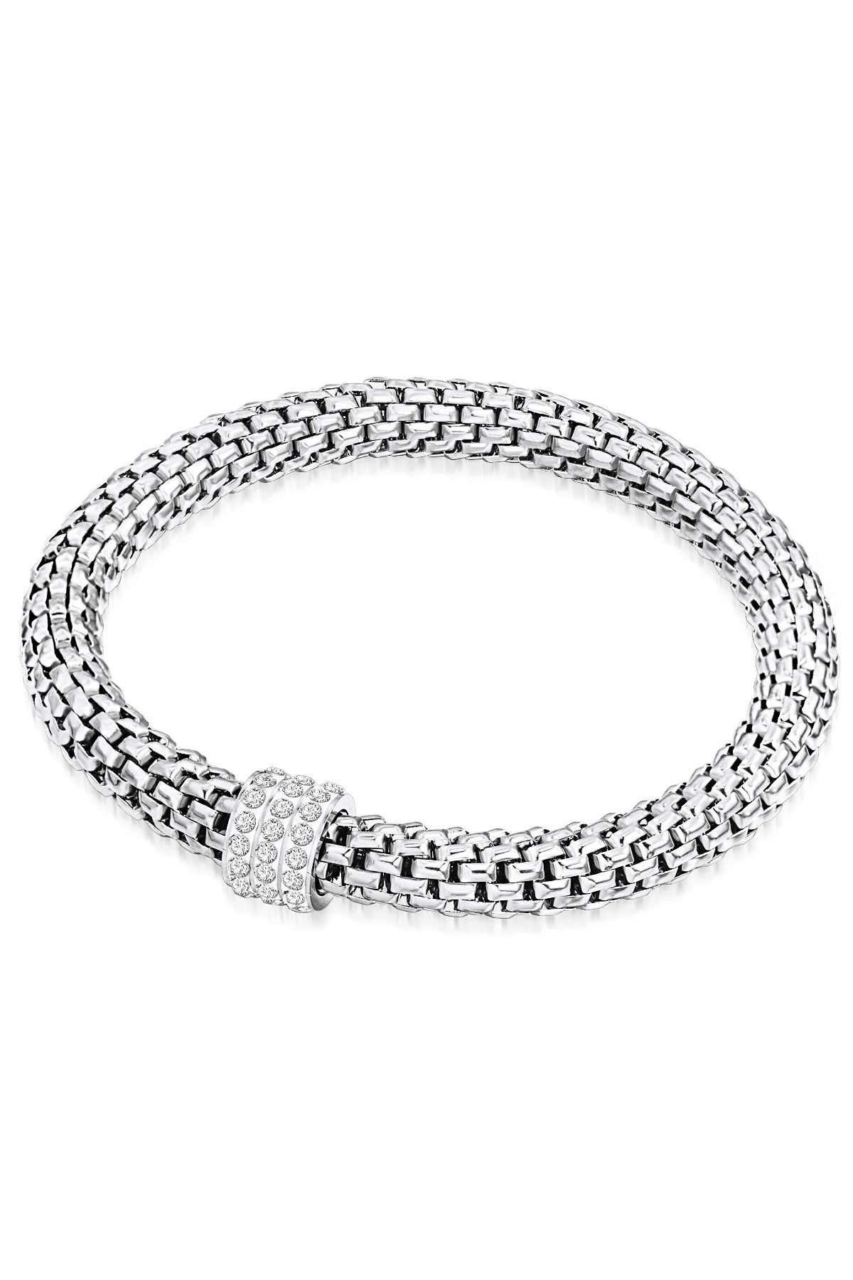 Rafaela Donata-Modeschmuckarmband Armband Edelstahl silber Glas weiß 1