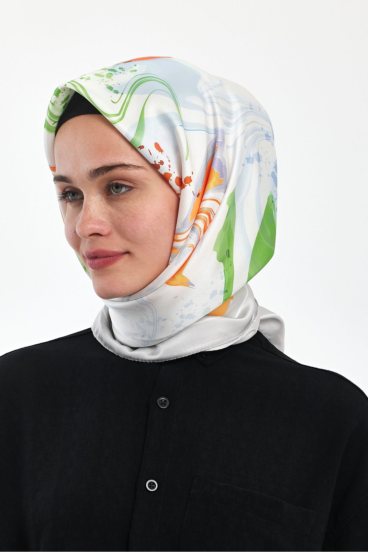giyze Desenli Eşarp Gri 34