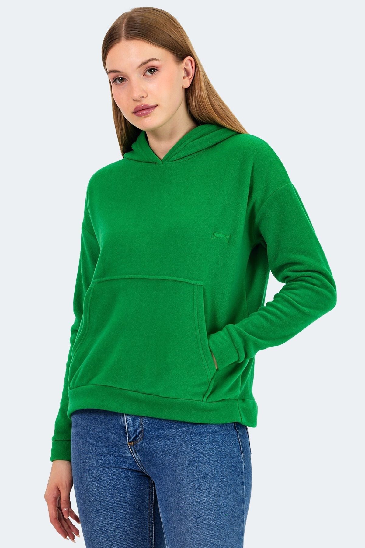 Slazenger Yeşil Kapişonlu Kadın Polar Yeşil