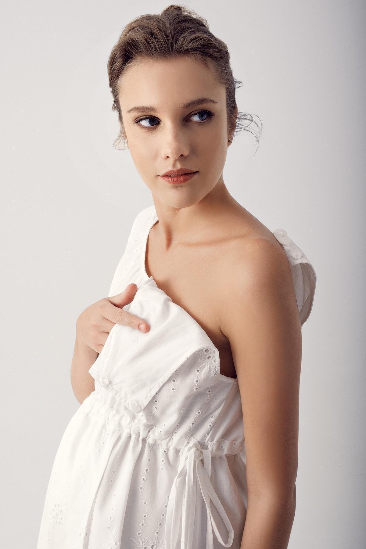 Artış Dokuma Pamuklu Askılı Hamile Gecelik Sabahlık Takım fotoğrafı 5 (önizleme)