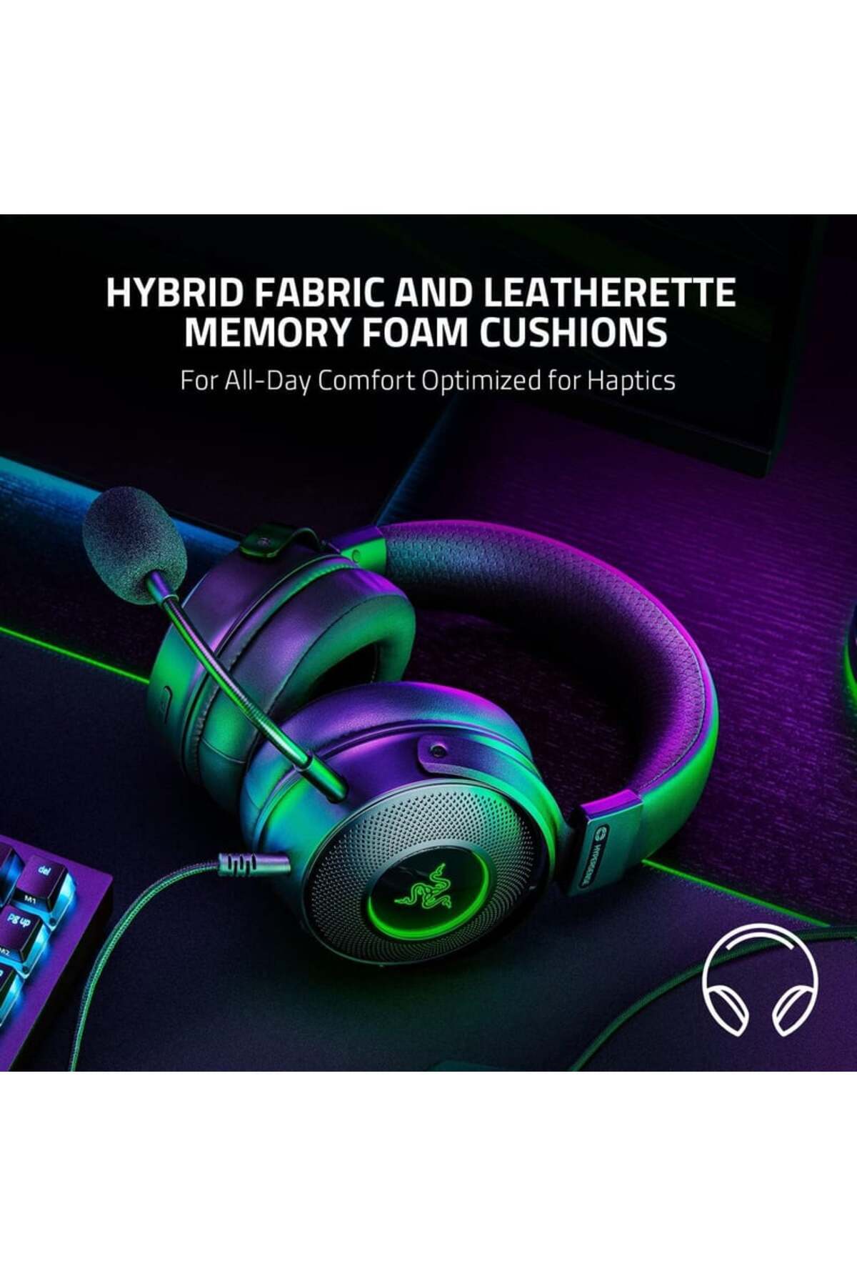 RAZER-Kraken V3 Rgb 7.1 Hypersense Surround Black Gaming Headset (Rz04-03770100-R3M1) 5