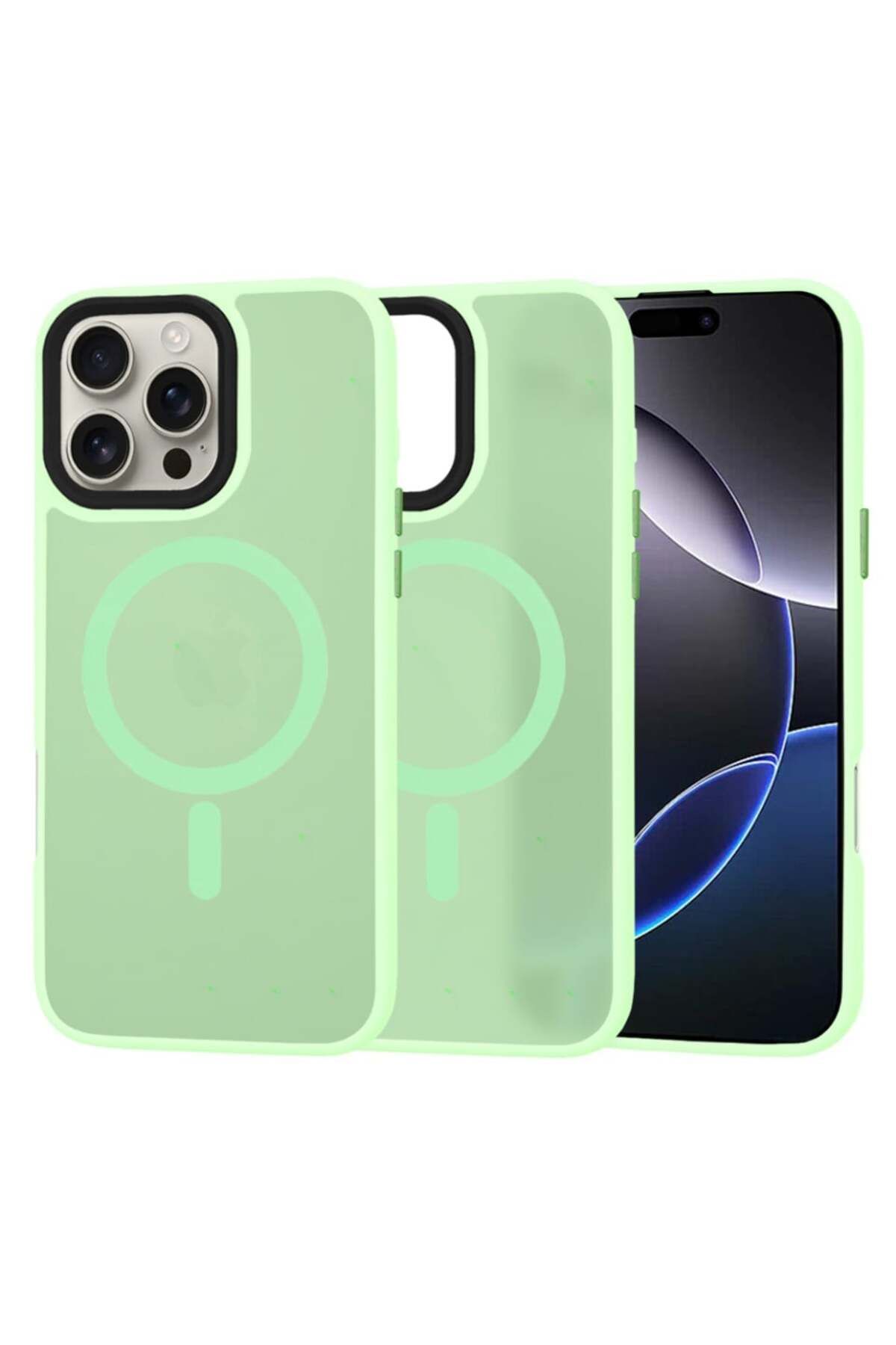 SKYDDAR INNOVATION Carcasă Pentru Iphone 16 Pro Max, Halofrost Magsafe, Antișoc, Set De Autocolante, Verde Deschis - One Size