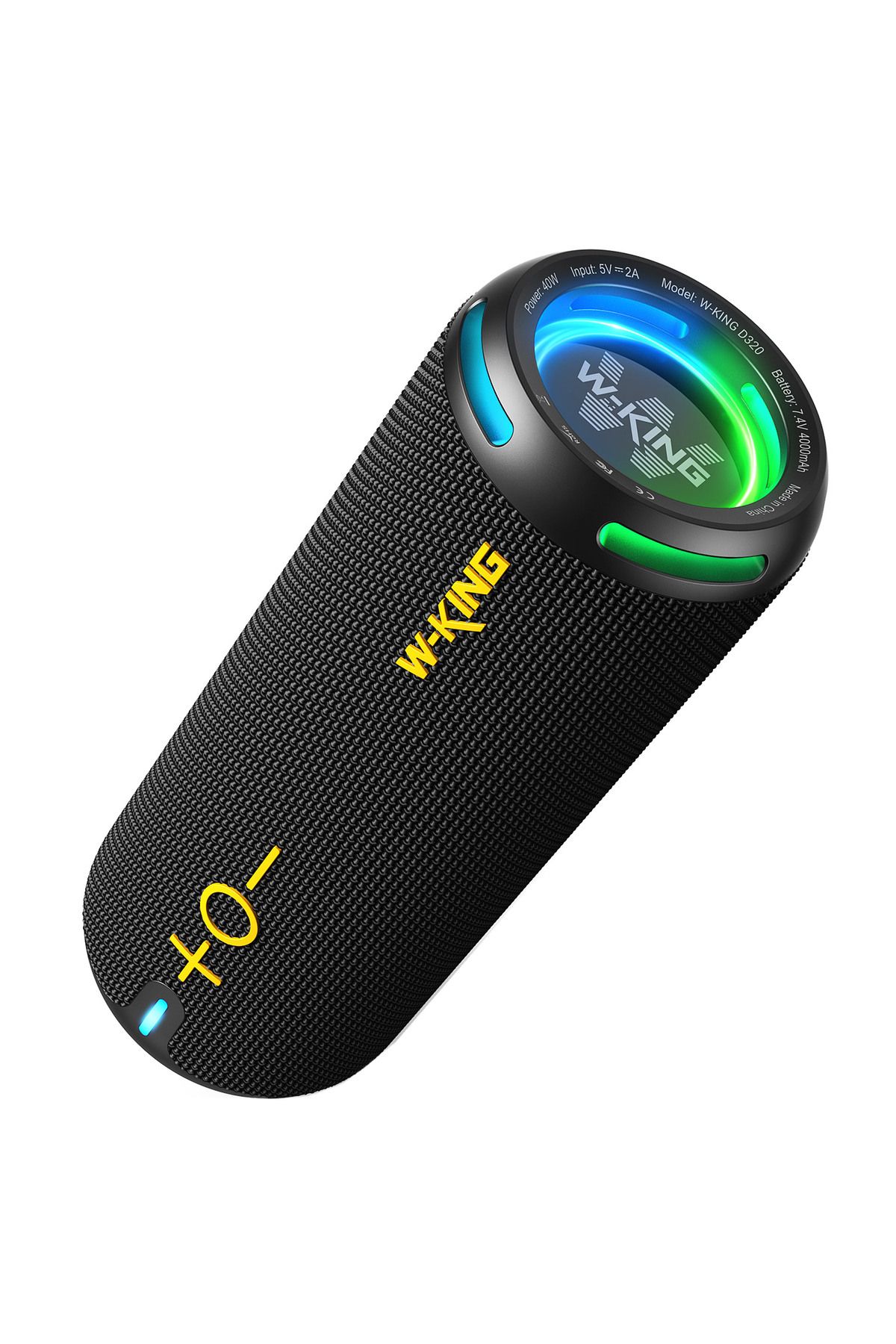 W-KING D320 Bluetooth Hoparlör, 40W 360° Surround Boombox, 24 Saate Varan Çalma Süresi, IP67, Kablos