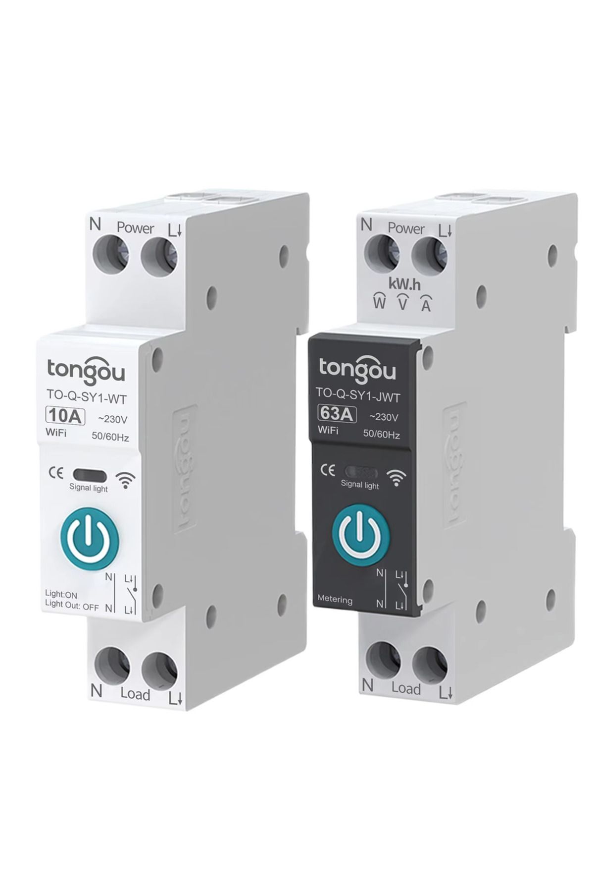 TONGOU-Black With Metering 25a Tuya Wifi Smart Circuit Breaker Power Metering 1p 63a Din Rail For Smart Hom 7
