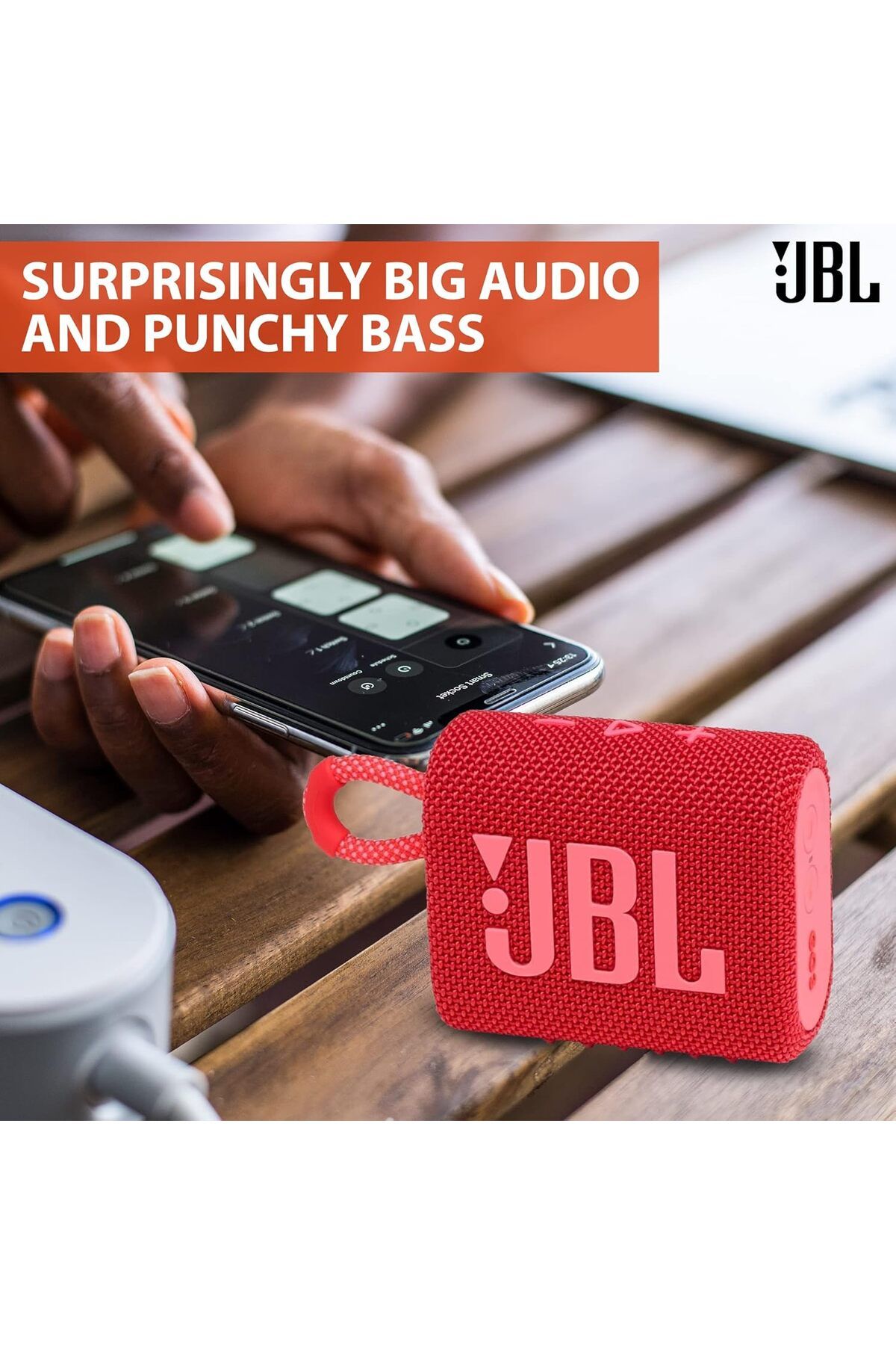 JBL-Boomph Go 3 Portable Speaker, Waterproof Bluetooth Dustproof Built-in Battery - Blue 9