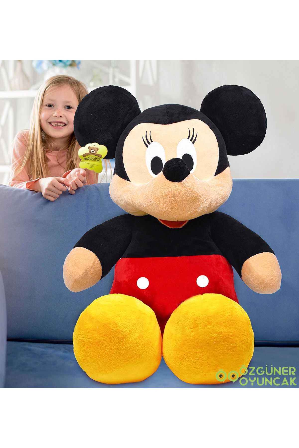 Özgüner Oyuncak Dev Peluş Mickey Mouse 120 cm – Yumuşacık ve Sevimli Oyuncak