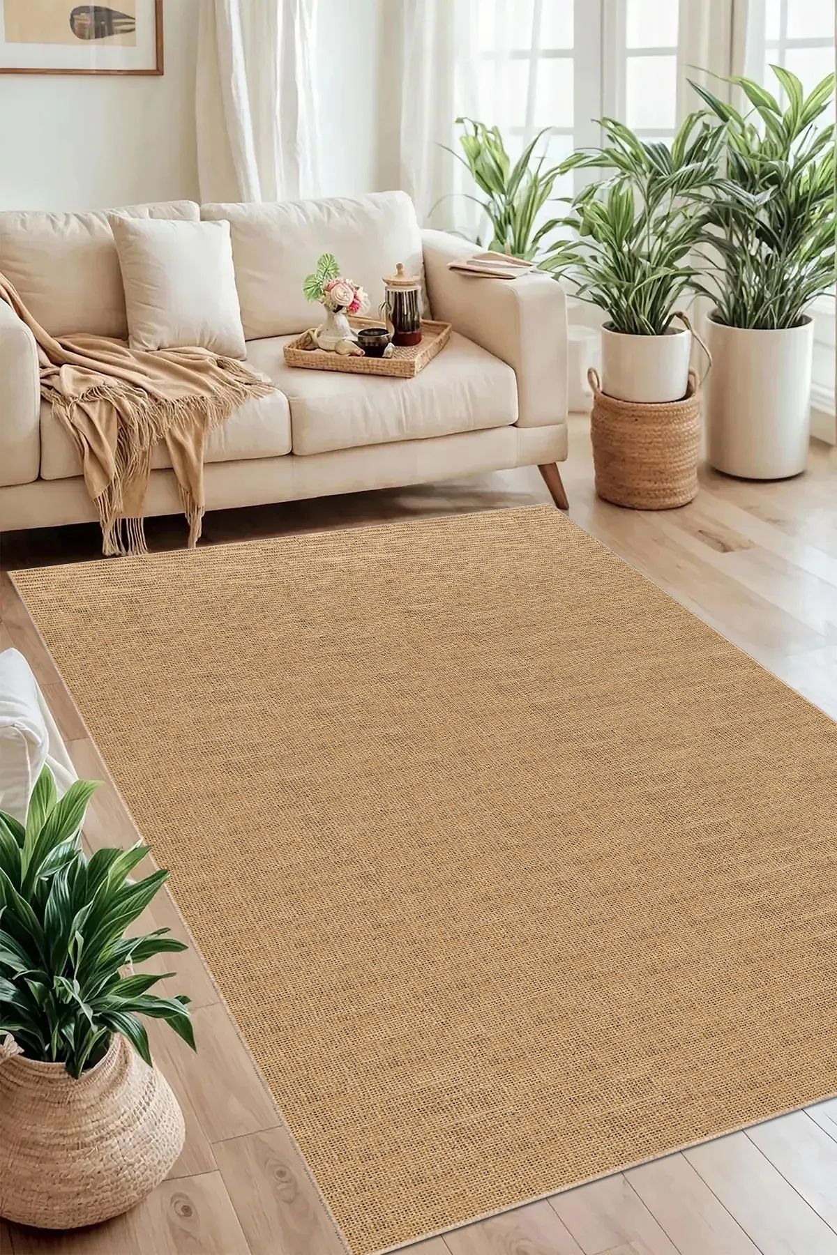 G&C HOME ETNİK BOHEM NATURAL JÜT YIKANABİLİR KAYMAZ TABAN SALON MUTFAK BALKON ANTRE HALISI