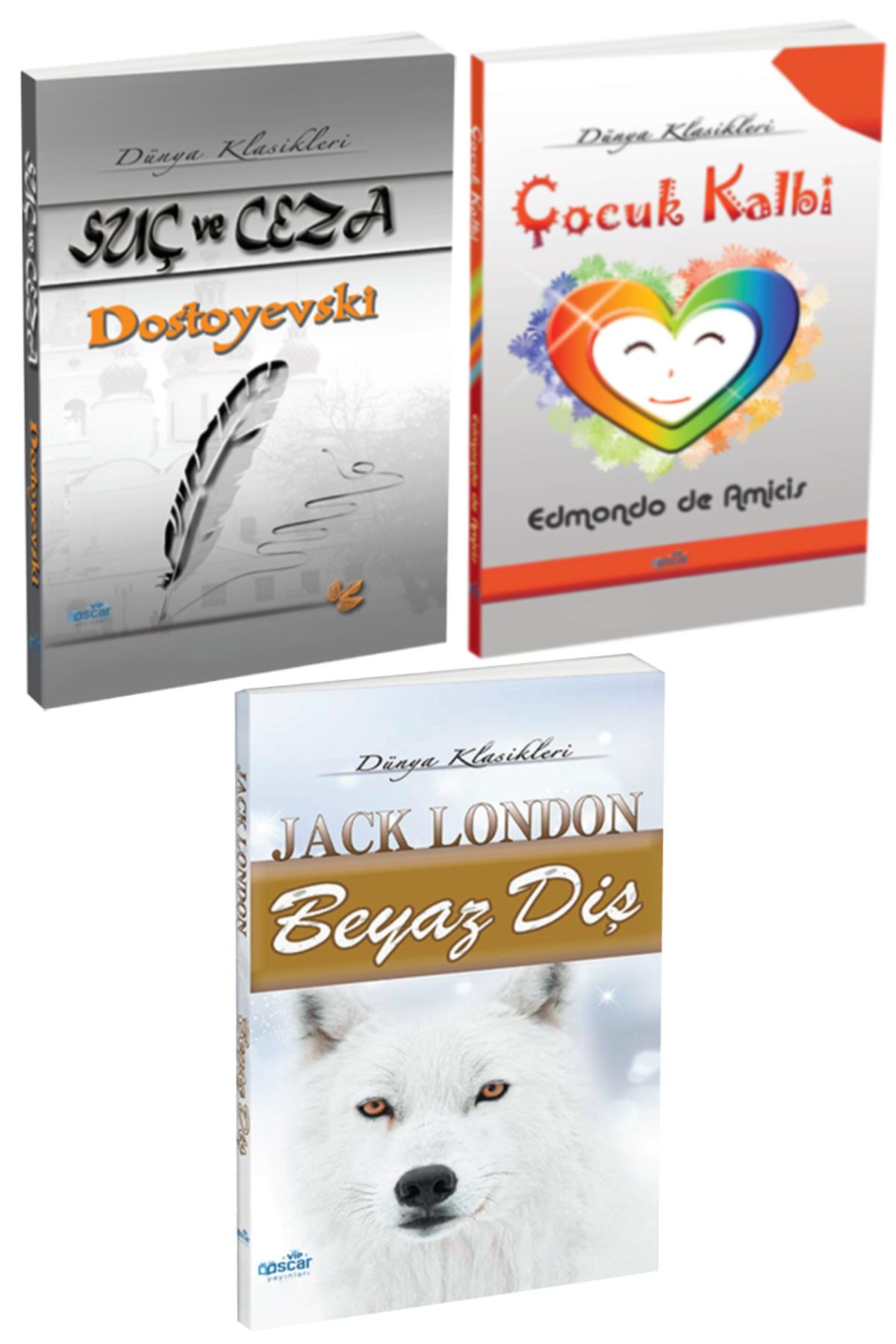 Panem Yayınları Dünya Klasikleri: Dostoyevski Suç ve Ceza + Edmondo de Amicis Çocuk Kalbi + Jack London Beyaz Diş