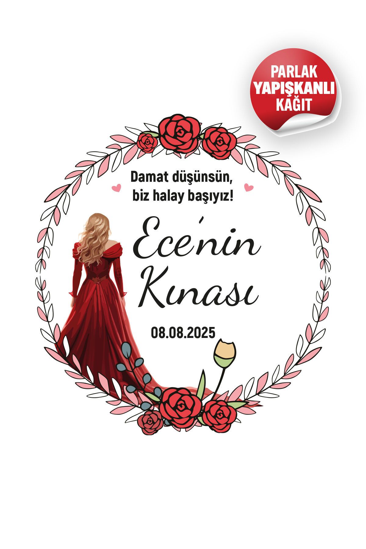 BİZİMSÜS Kişiye Özel Hediye Etiketi - Düğün, Nişan, Kına (Yapışkanlı - 60 Adet)