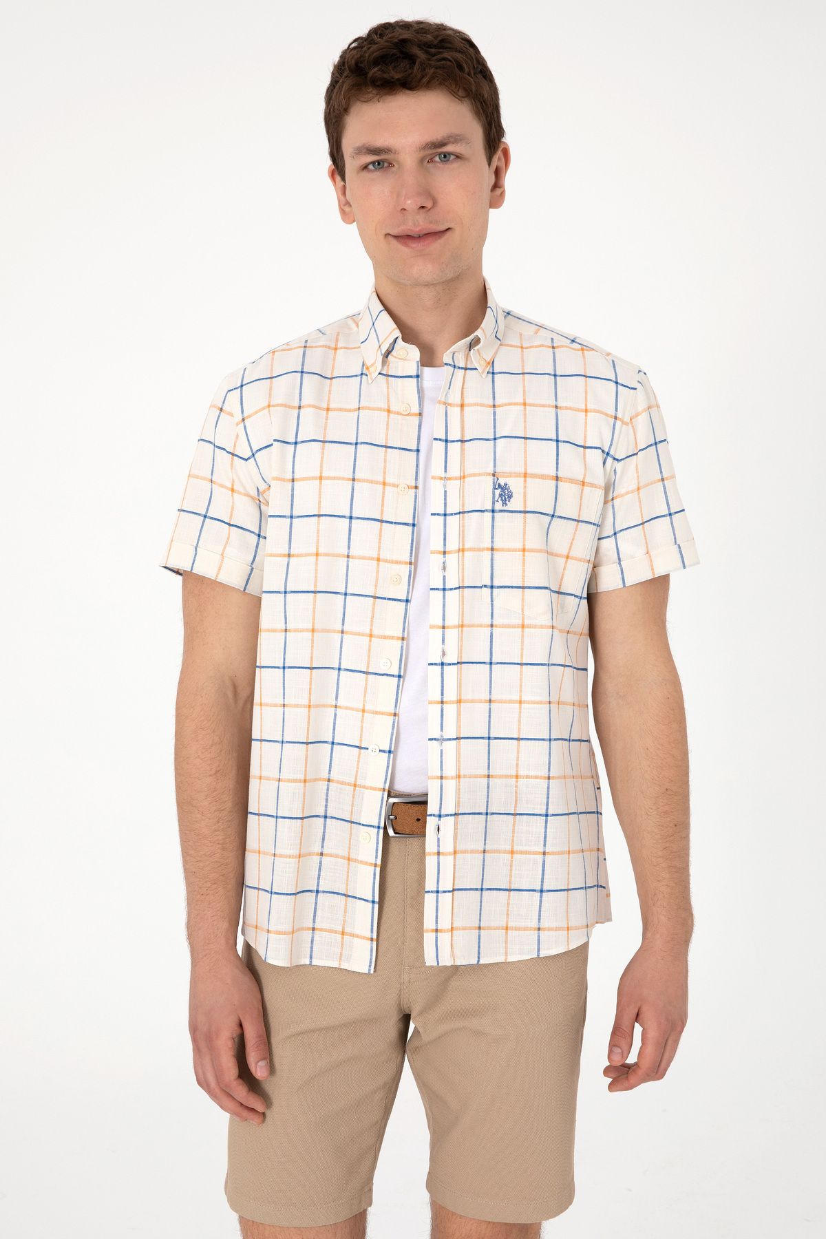 U.S. Polo Assn. Erkek Hardal Kısa Kollu Gömlek 50300214-VR072