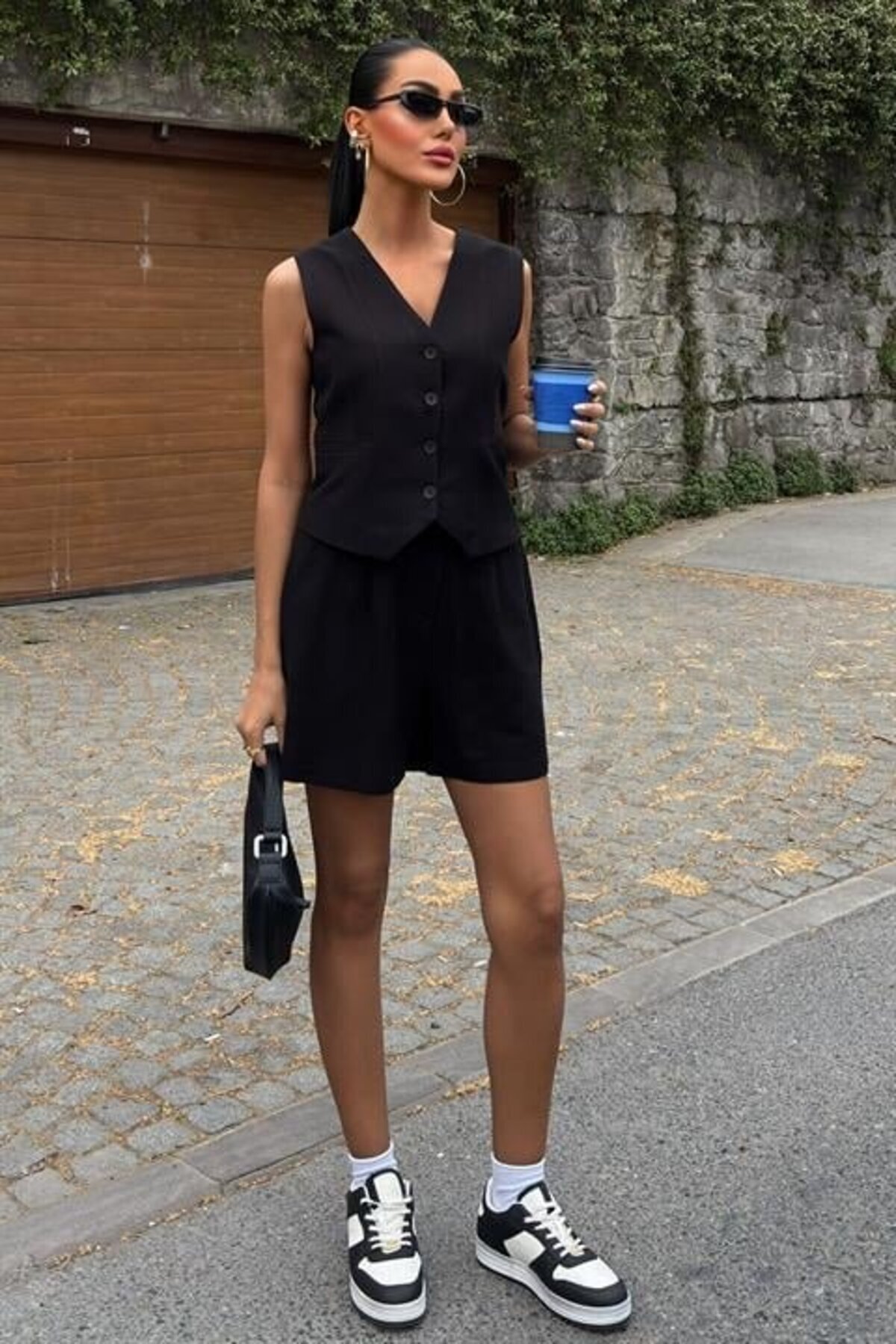 modaserdem-Vest Shorts Flared Linen Suit 10133-17 3