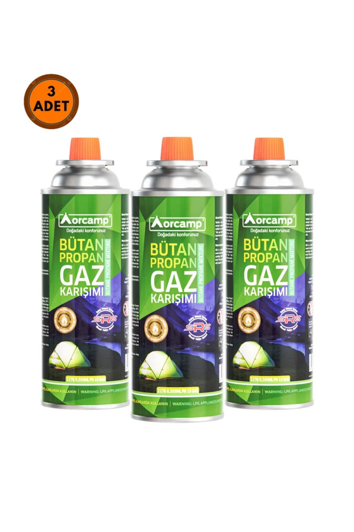 Orcamp 3 Adet Orcamp KTS-227 Butan Propan Gaz Kartuşu 3 ADET