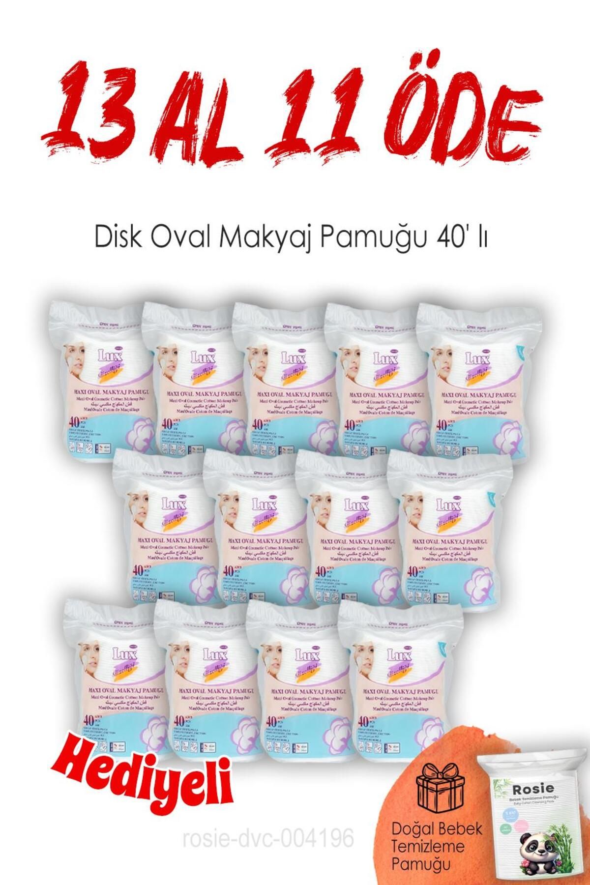 LUX 13 Al 11 Öde Disk Oval Makyaj Pamuğu 40' Lı Ve Rosıe Pamuk Hediyeli
