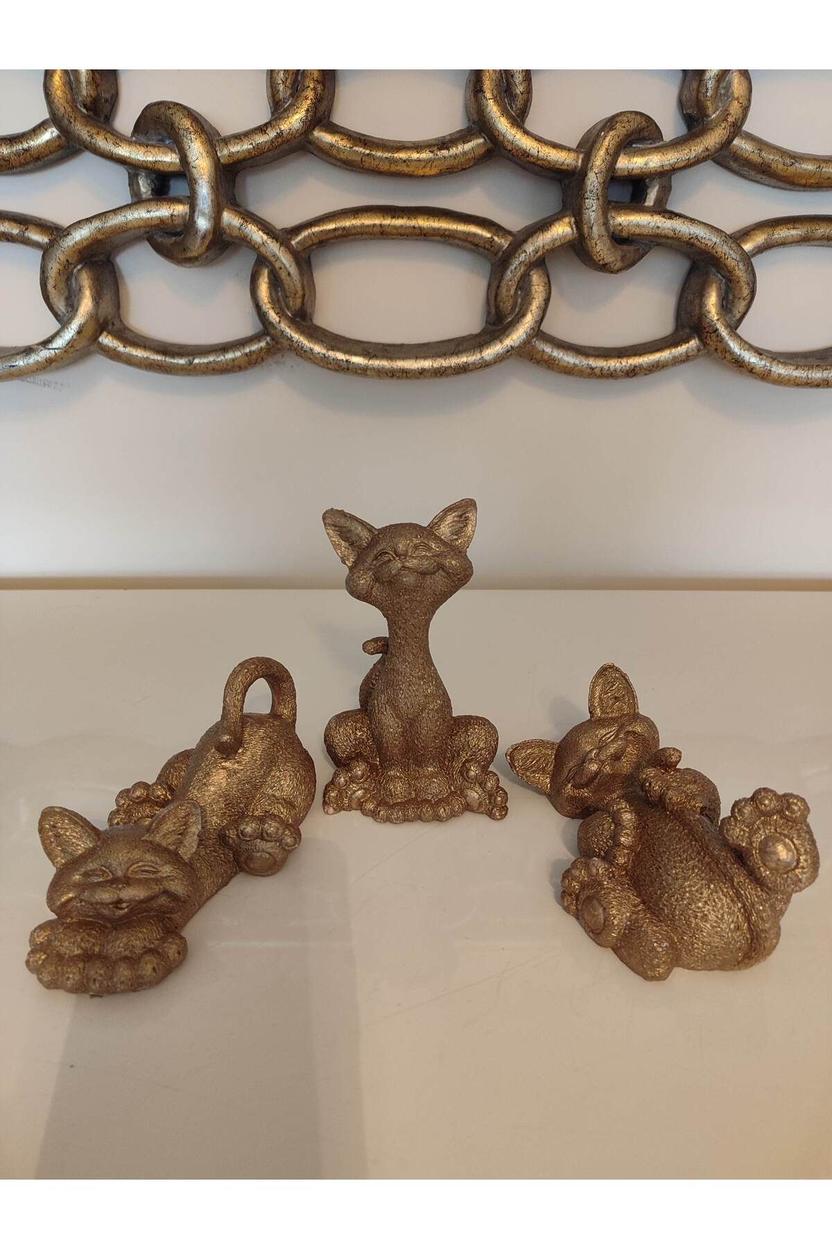 BilgeCe hoMe Üçlü sevimli kedi biblosu, Sevimli kedi biblolar, Polyester biblo