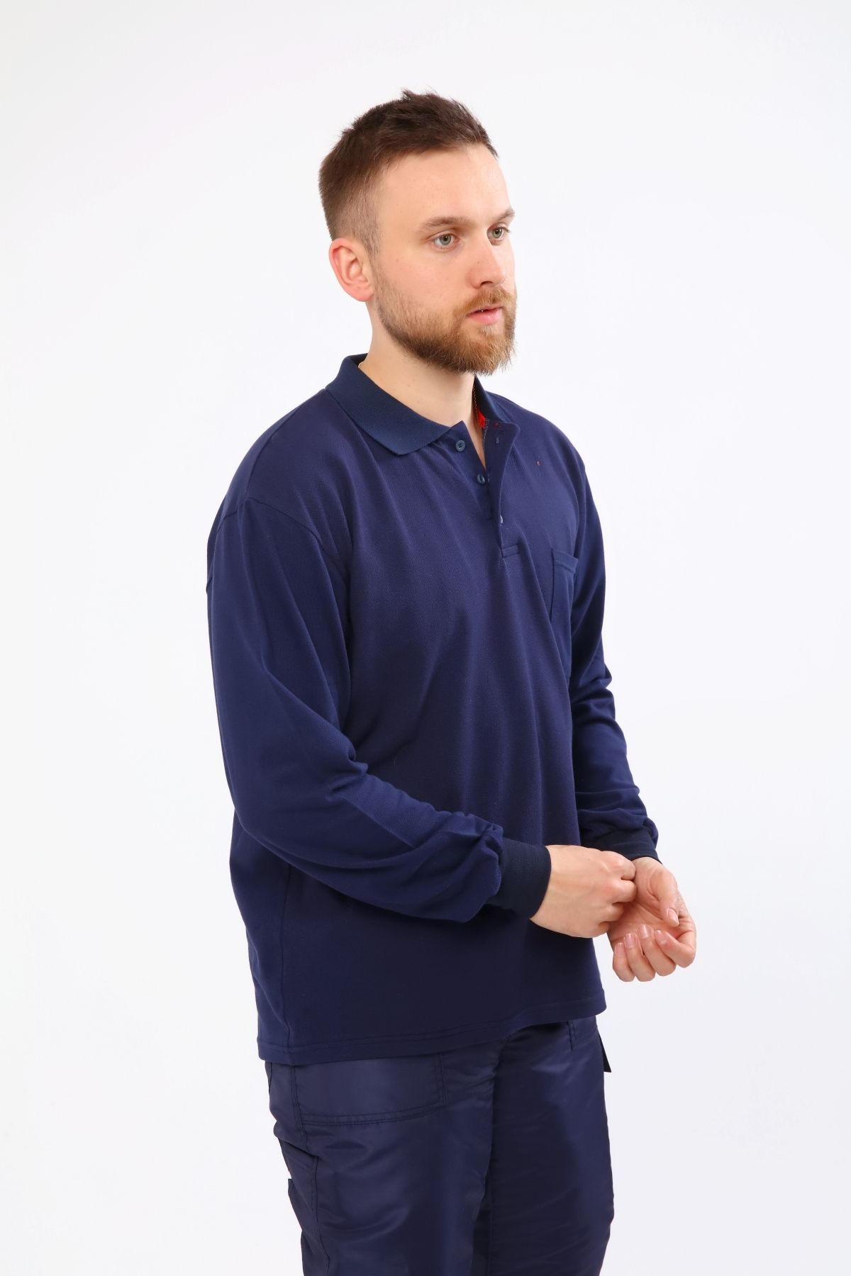 Çamdalı İş Elbiseleri Polo Yaka Süprem Yazlık Sweatshirt Uzun Kollu Tek Cepli %100 Pamuk Unisex