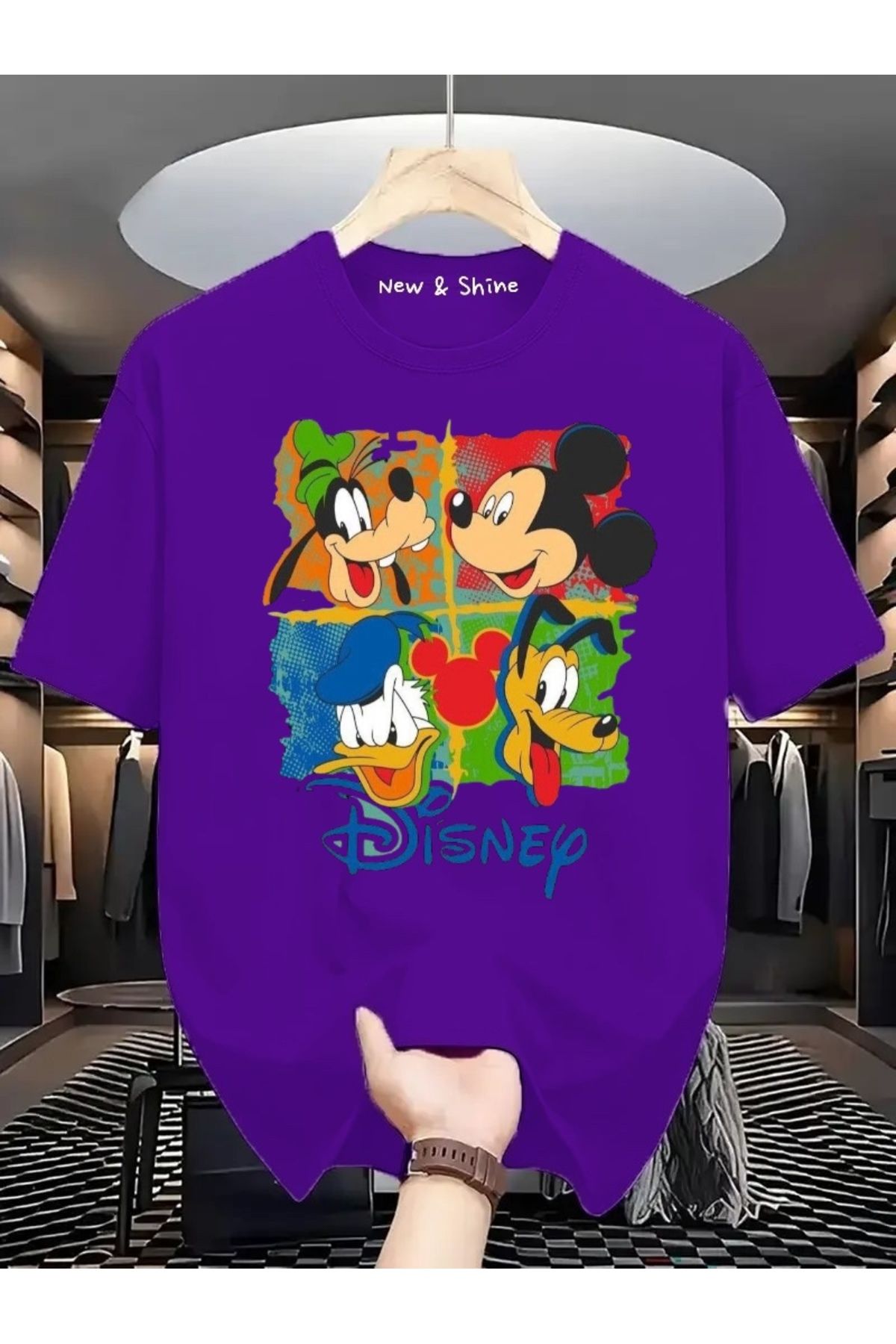 New Shine Disney Baskılı Büyük Beden Oversize T-Shirt