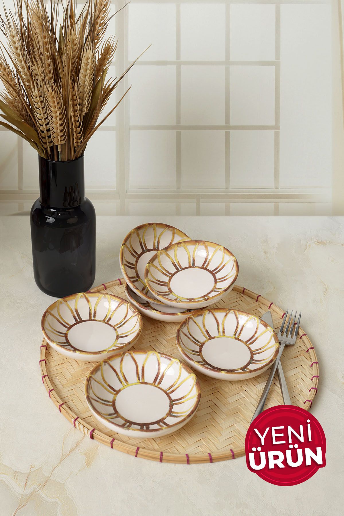 Keramika Worn Gold Halka Çerezlik / Sosluk 13 Cm 6 Adet 22967