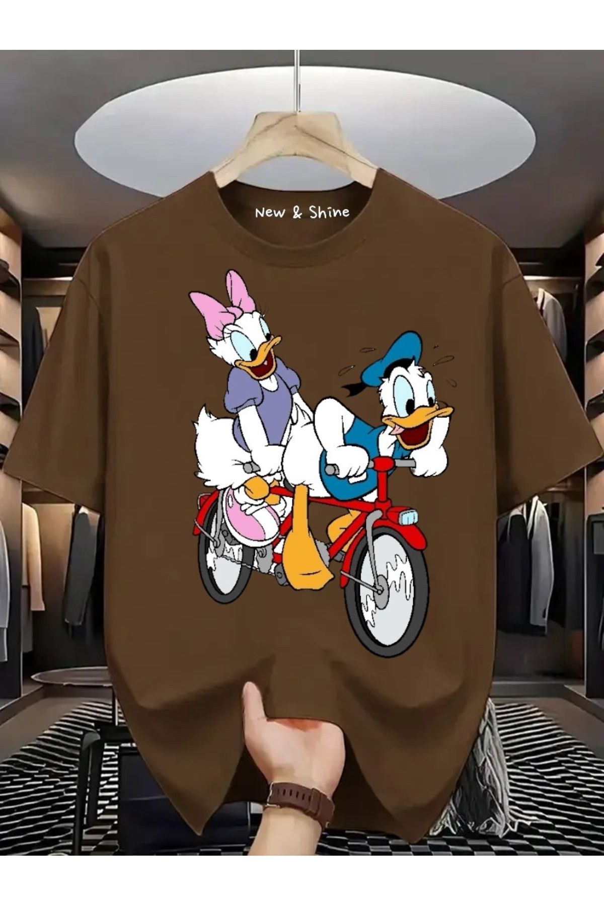 New Shine Daisy Donald Duck Baskılı Büyük Beden Oversize T-Shirt