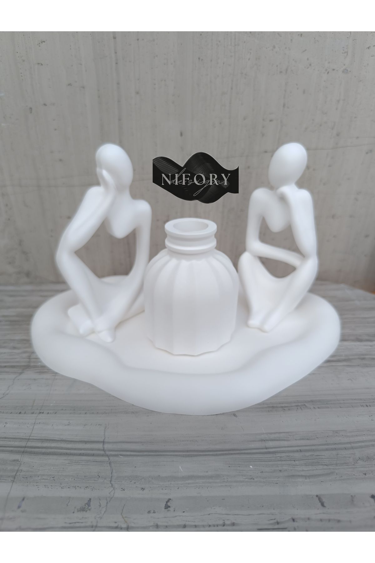 Nifory 520-N0135 Dekoratif Beton Sunum Aksesuar Set Beton Biblo Organizer Takımı Çok Amaçlı Dekoratif Set