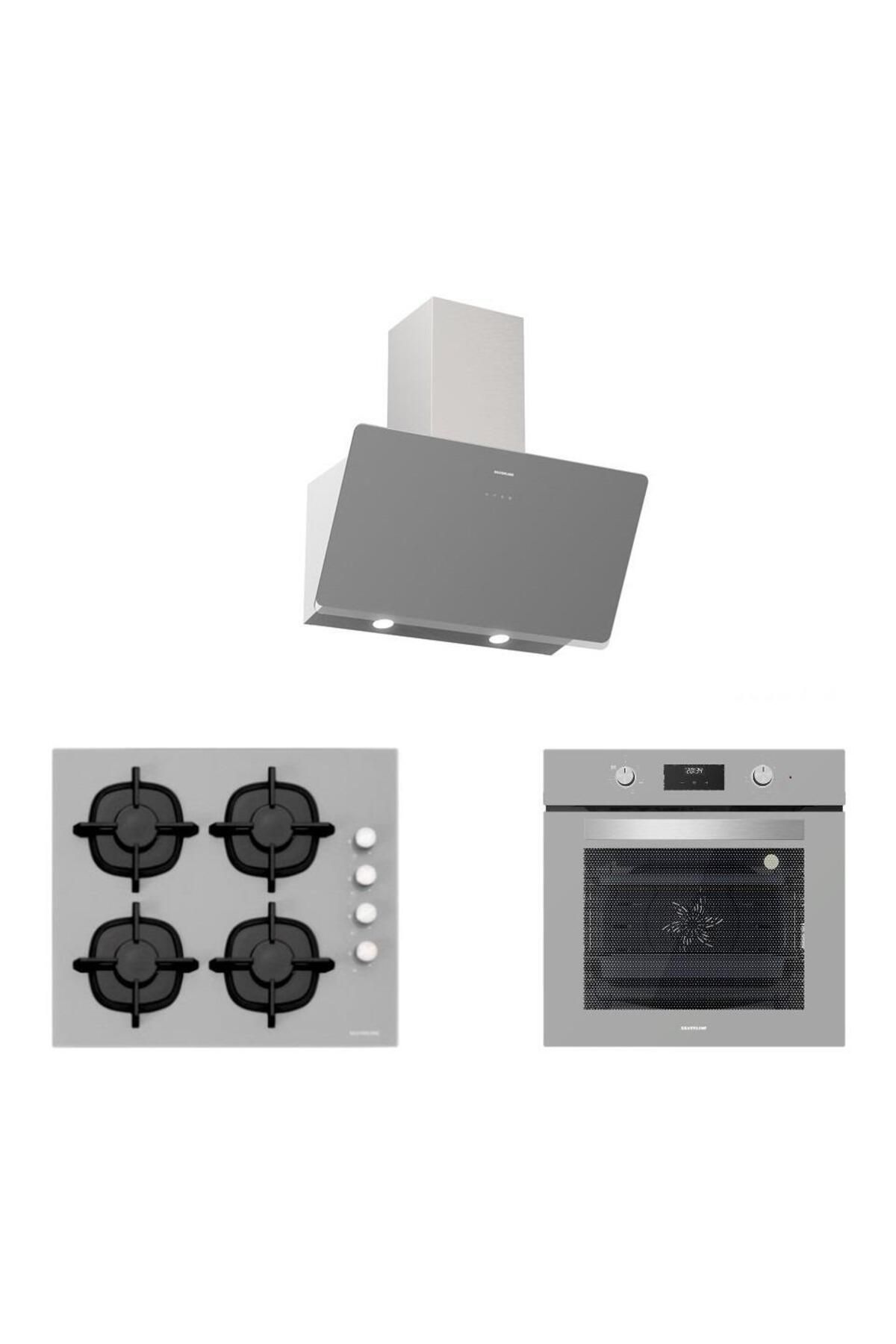 Samsung Silverline BO6502S02 - CS5343S01 - 3457 60 Gri Cam Ankastre Set