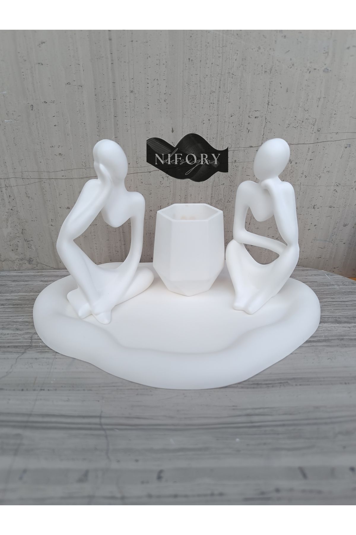 Nifory 520-N0138 Dekoratif Beton Sunum Aksesuar Set Beton Biblo Organizer Takımı Çok Amaçlı Dekoratif Set