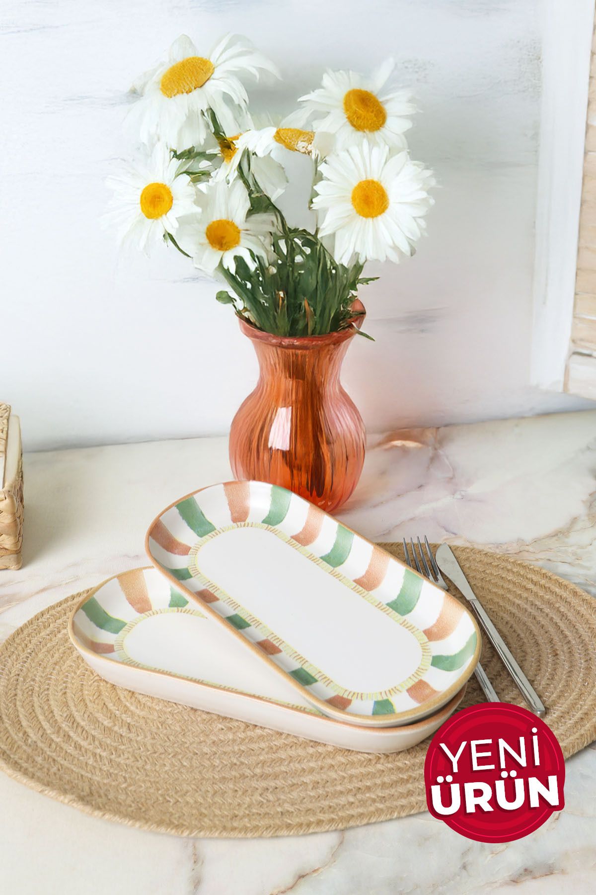 Keramika Bronze Palmiye Noyan Kayık Tabak 26 Cm 2 Adet 22900