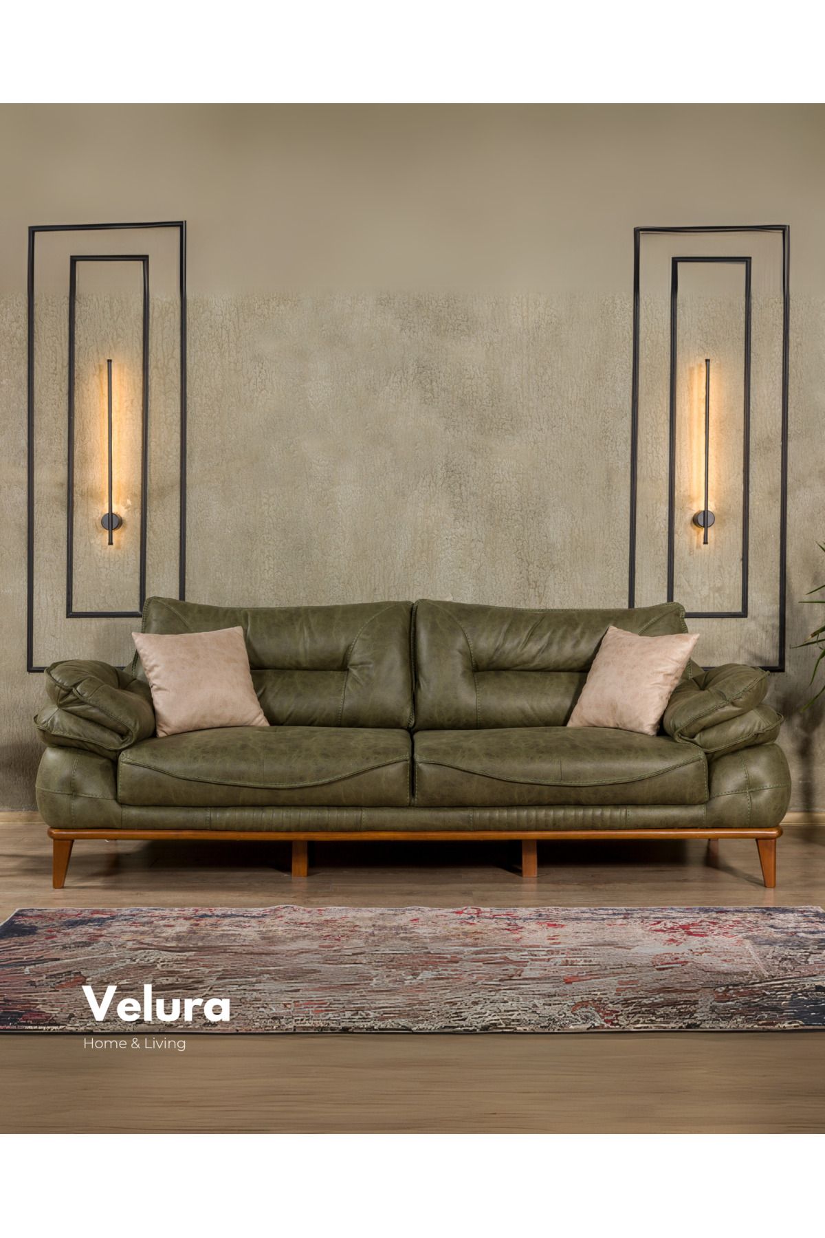 Velura Home & Living Stella Kanepe & Üçlü Koltuk - Yeşil