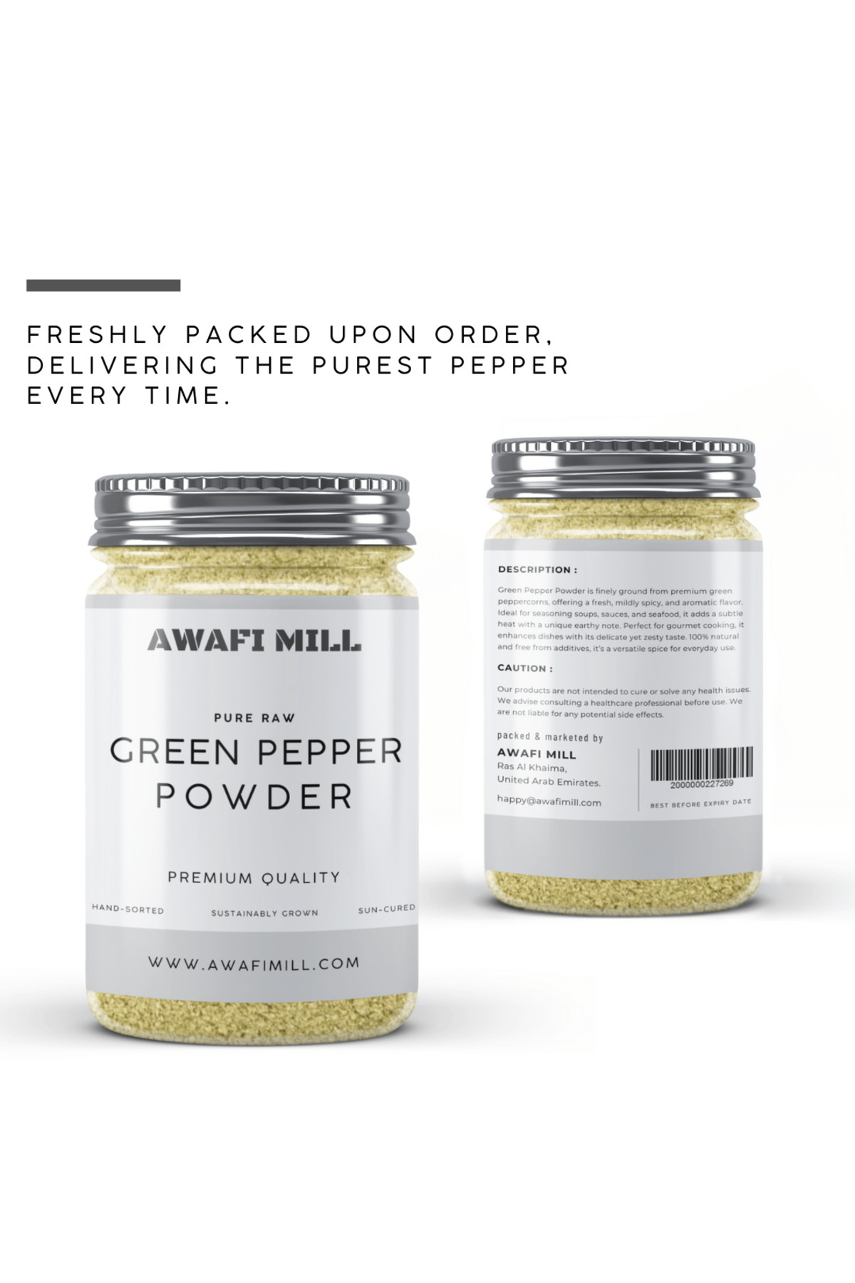 AWAFI MILL-Green Pepper Powder | Fine Ground Green Pepper - Bottle of 100 gram / 3.5 Oz 4