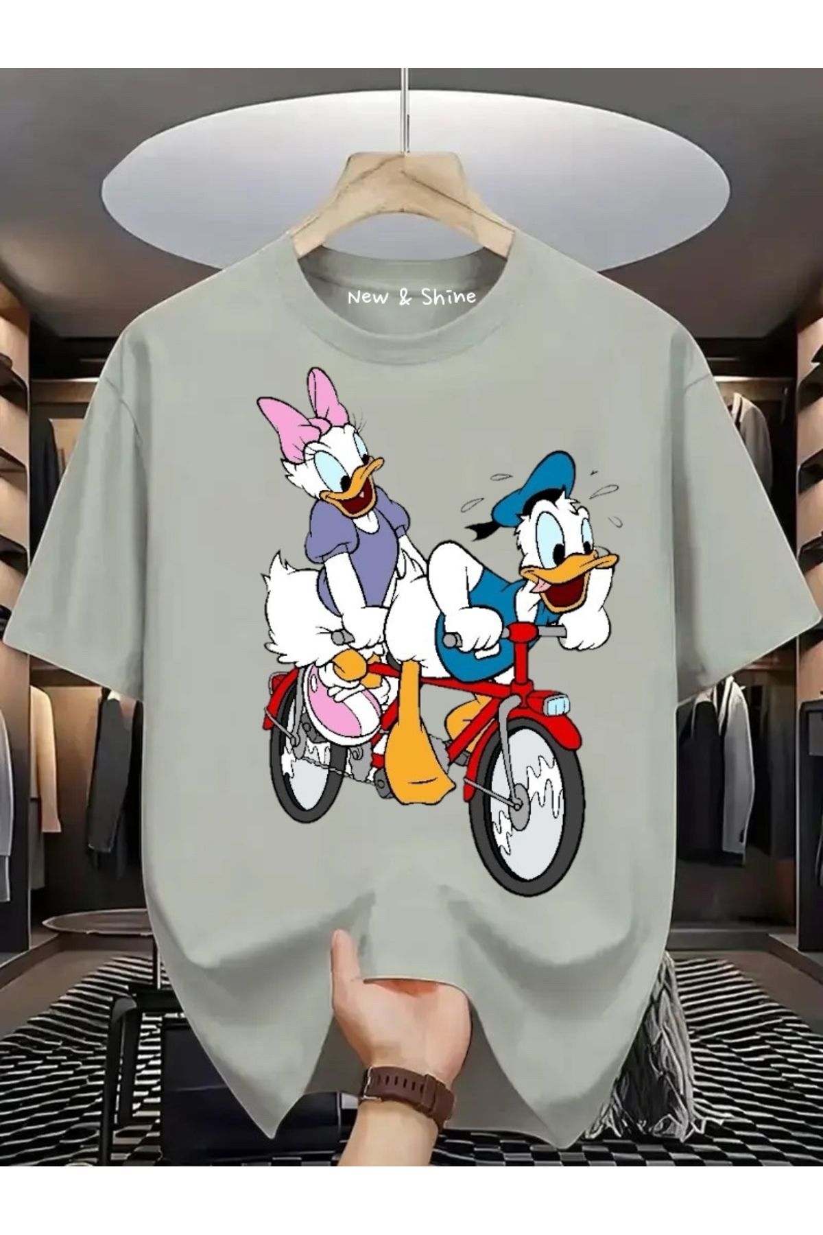 New Shine Daisy Donald Duck Baskılı Oversize T-Shirt