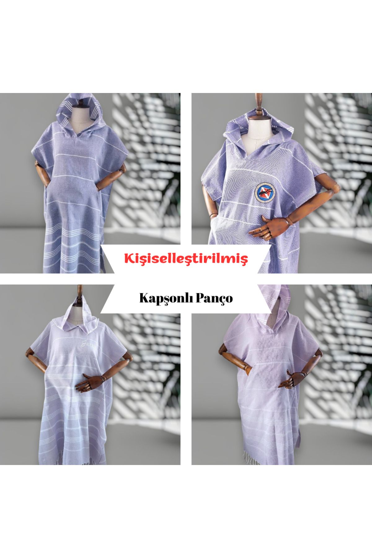 CHIMARIVA Kişiye Özel Baskılı Kapüşonlu Plaj Pançosu | İsim Yazılı Pamuklu Havlu Poncho |Unisex Peştamal Kumaş