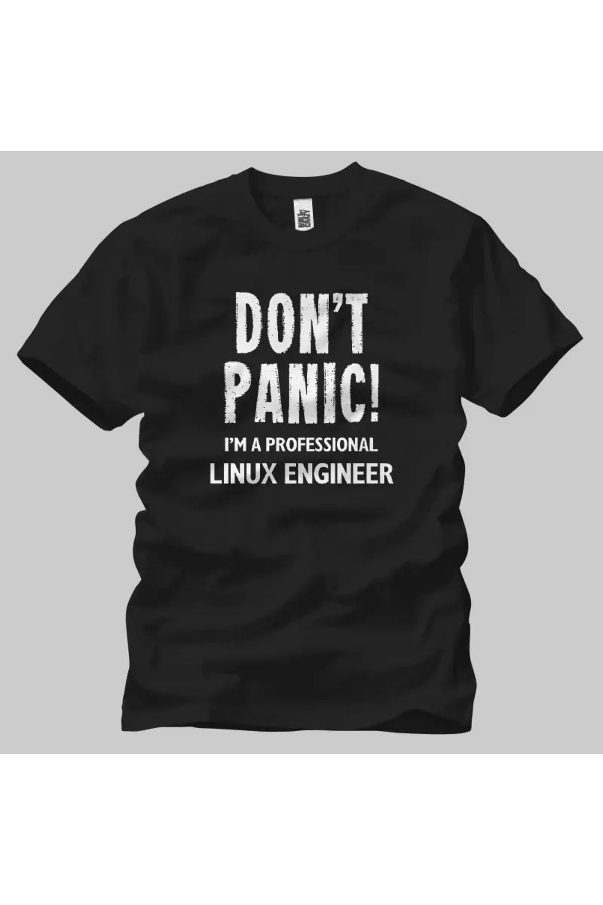 Built By Crazy Dont Panic Linux Engineer Unisex Tişört