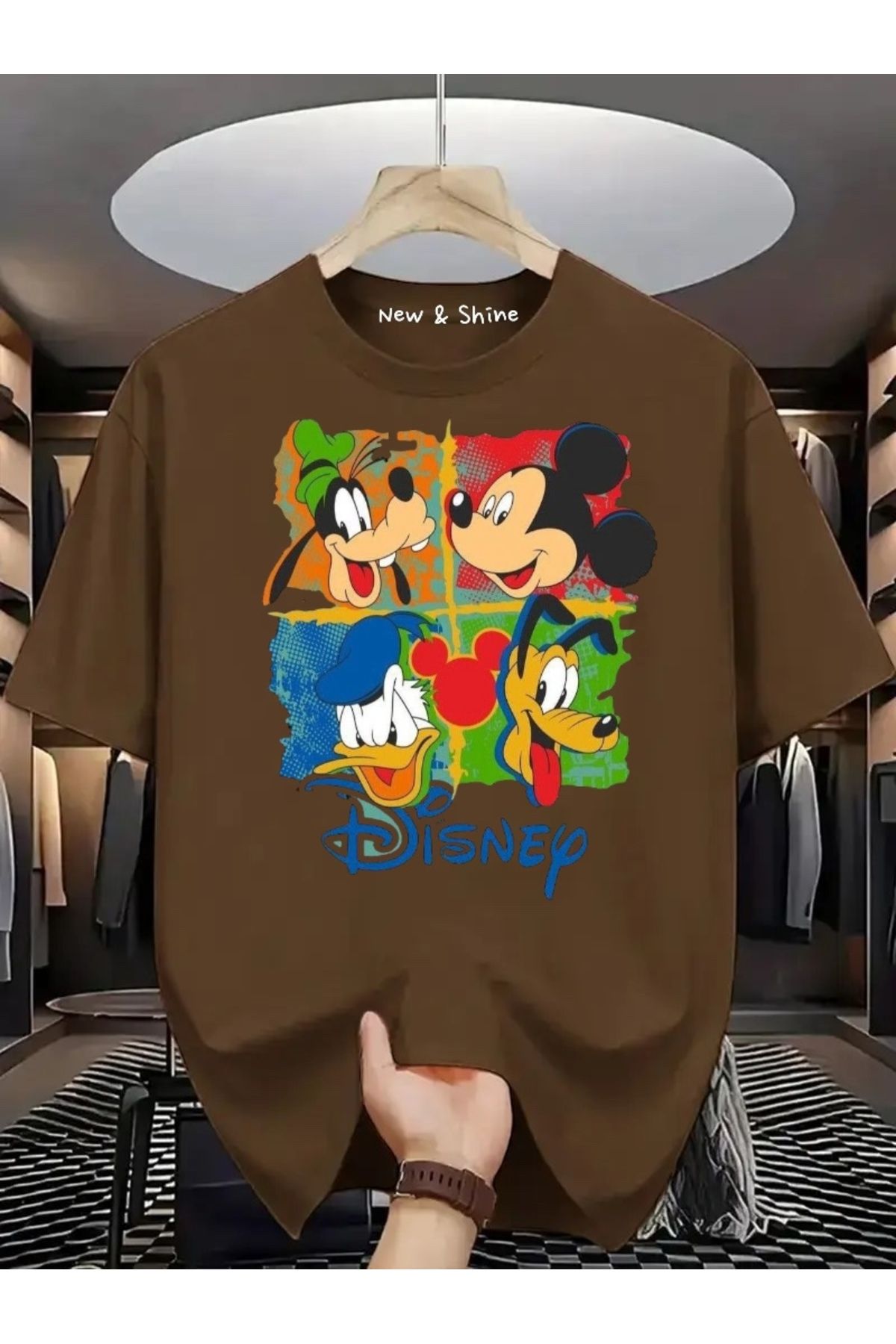 New Shine Disney Baskılı Büyük Beden Oversize T-Shirt