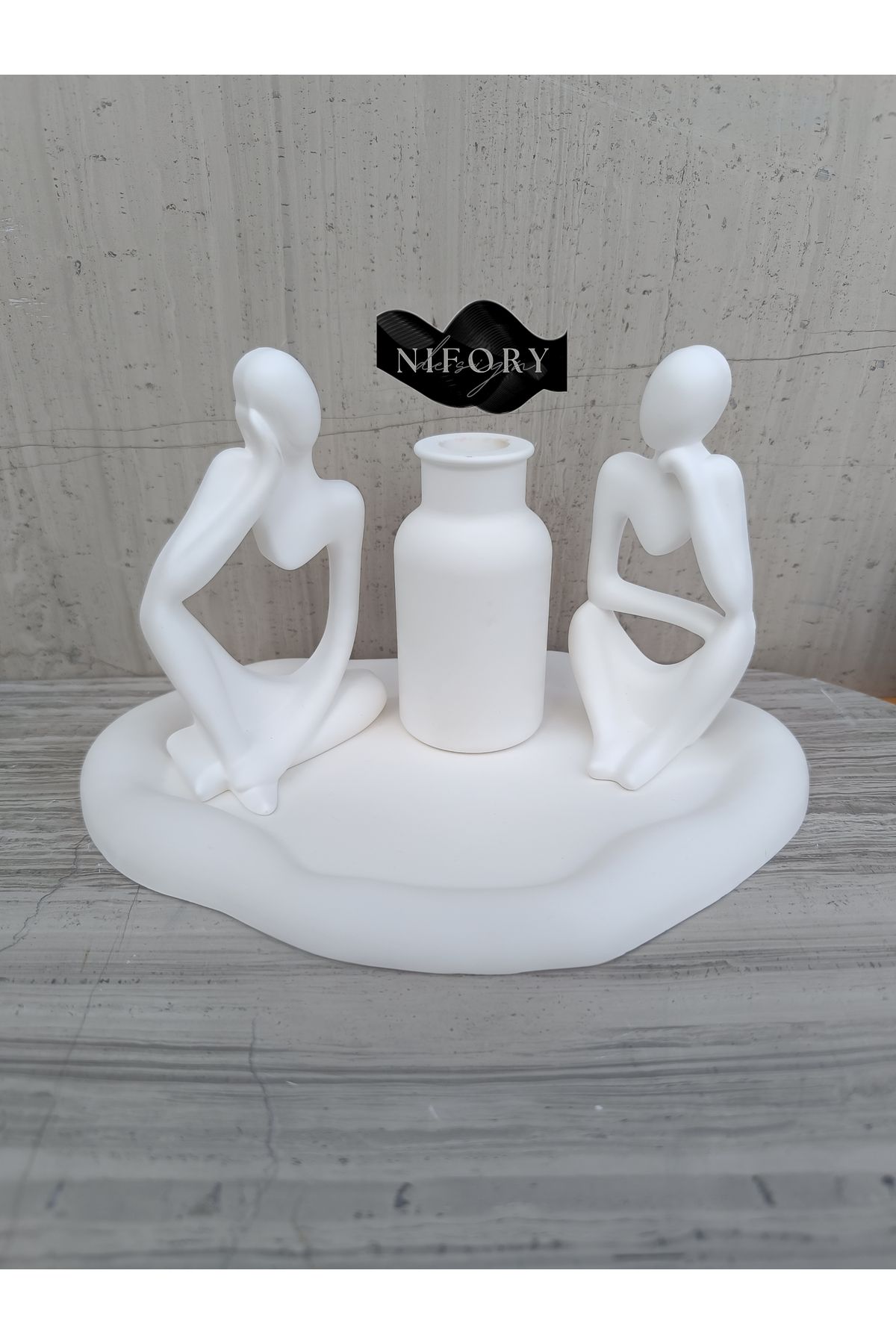 Nifory 520-N0137 Dekoratif Beton Sunum Aksesuar Set Beton Biblo Organizer Takımı Çok Amaçlı Dekoratif Set