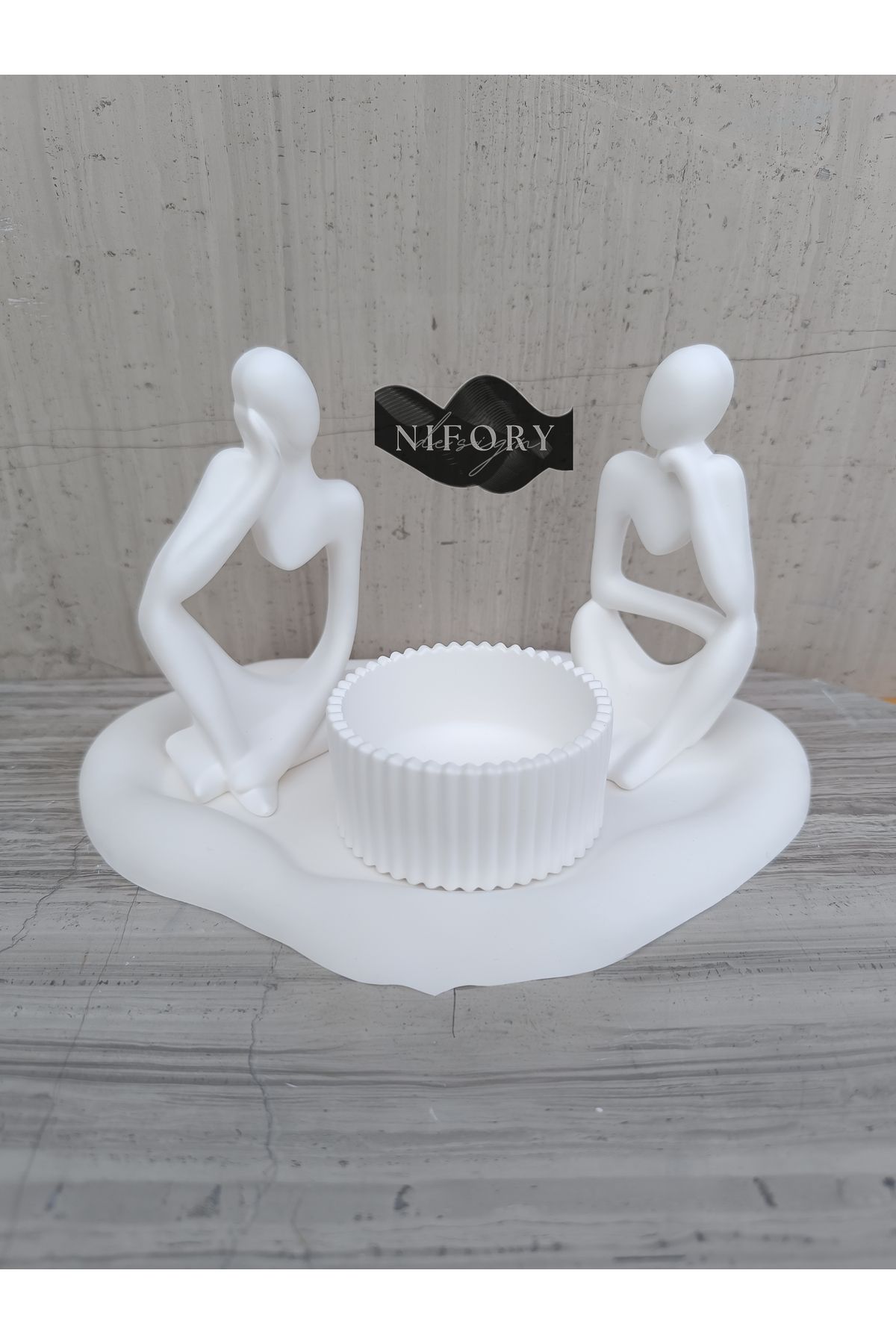 Nifory 520-N0145 Dekoratif Beton Sunum Aksesuar Set Beton Biblo Organizer Takımı Çok Amaçlı Dekoratif Set