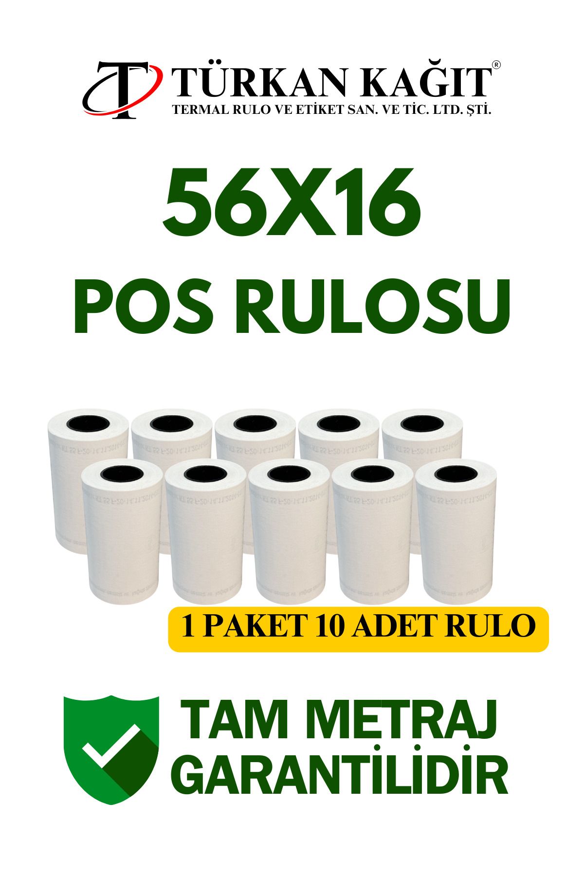 RULORULO 56x16 Termal Rulo Yazarkasa Pos Rulosu Pos Kağıdı 1 Paket 10 Adet Tam Metraj Garantili