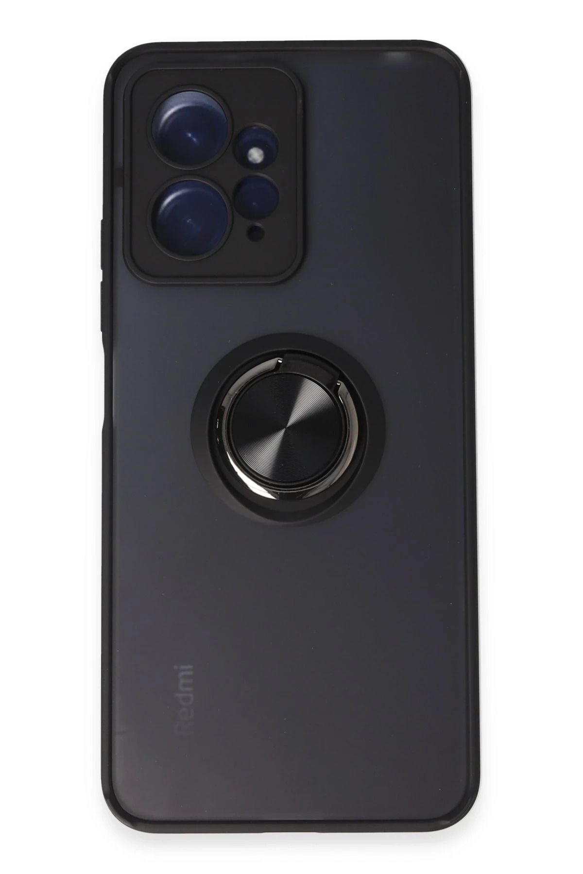 NewFace Xiaomi Redmi Note 12 4G Kılıf Montreal Yüzüklü Silikon Kapak - Siyah LZWDR