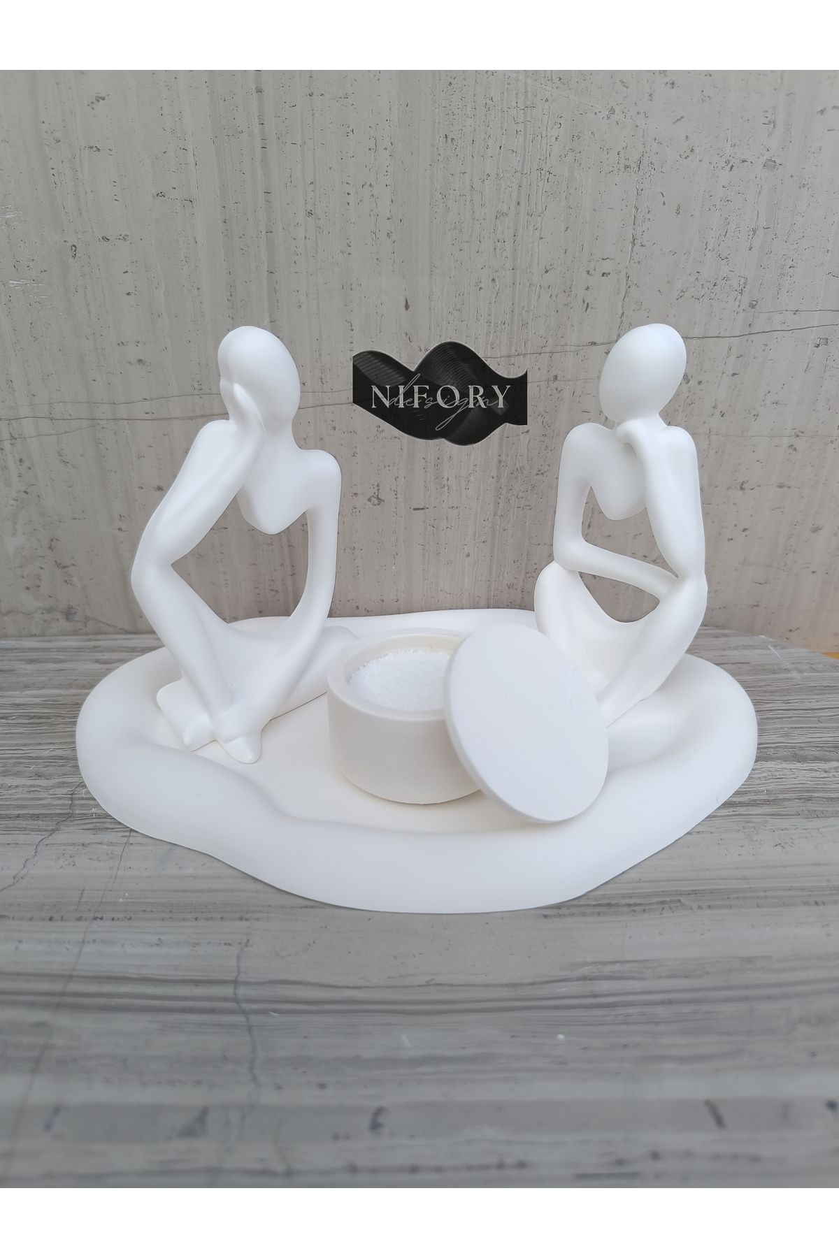 Nifory 520-N0146 Dekoratif Beton Sunum Aksesuar Set Beton Biblo Organizer Takımı Çok Amaçlı Dekoratif Set