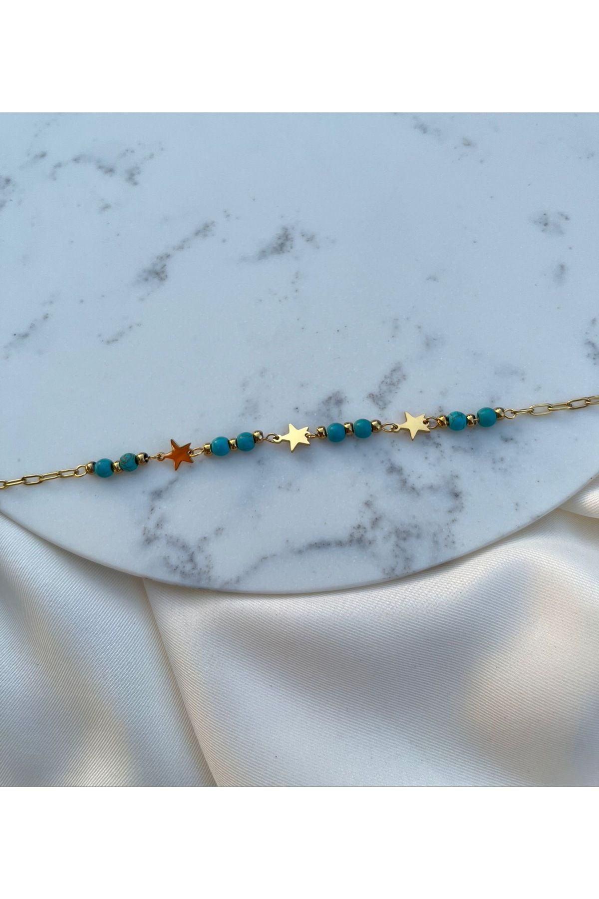 Orvix Accessories Yıldız Motifli Gold Zincirli Kararmaz Kadın Halhal Yazlık Halhal Hediyelik Takı Anne Halhal