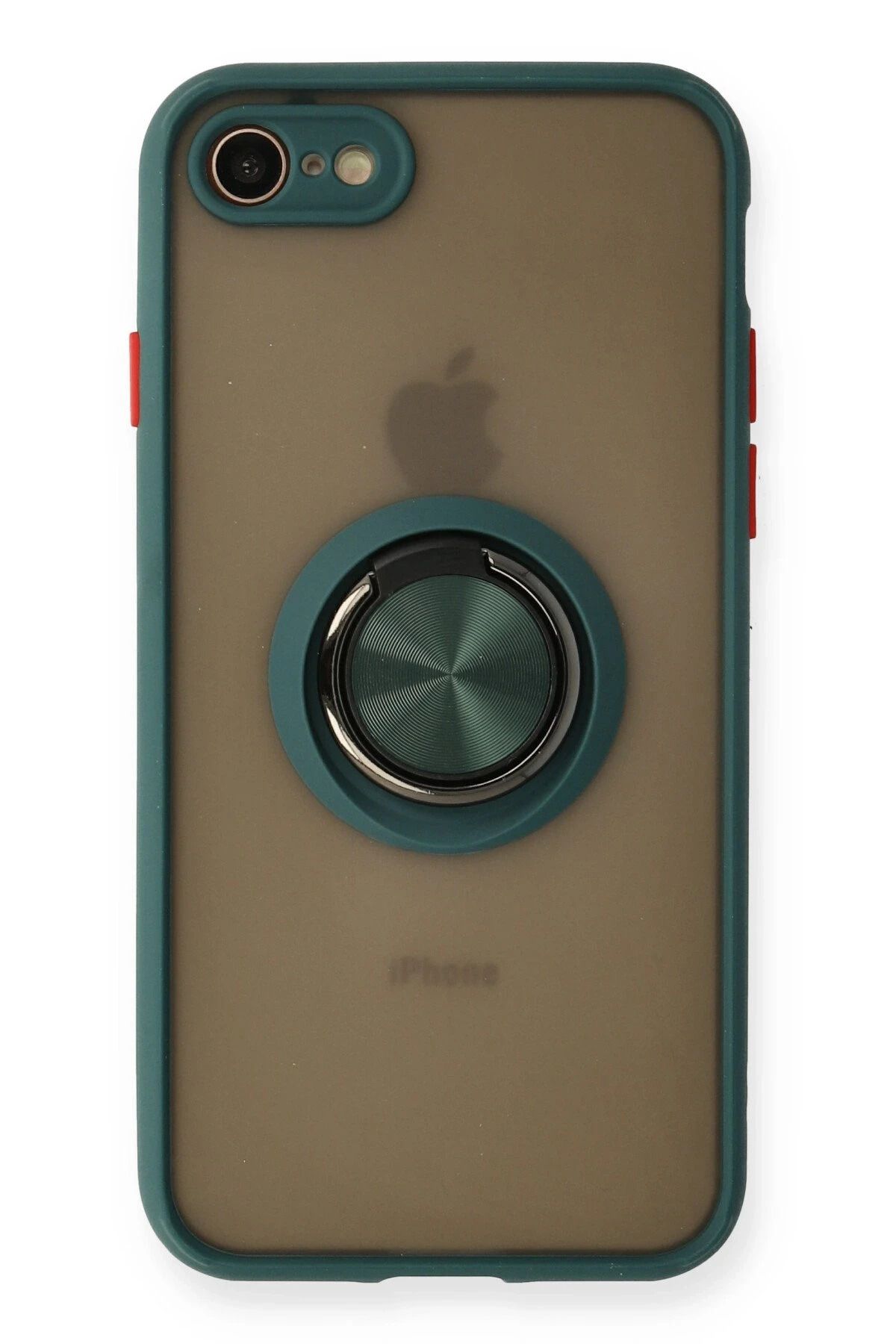 NewFace iPhone 7 Kılıf Montreal Yüzüklü Silikon Kapak - Yeşil FLKRY