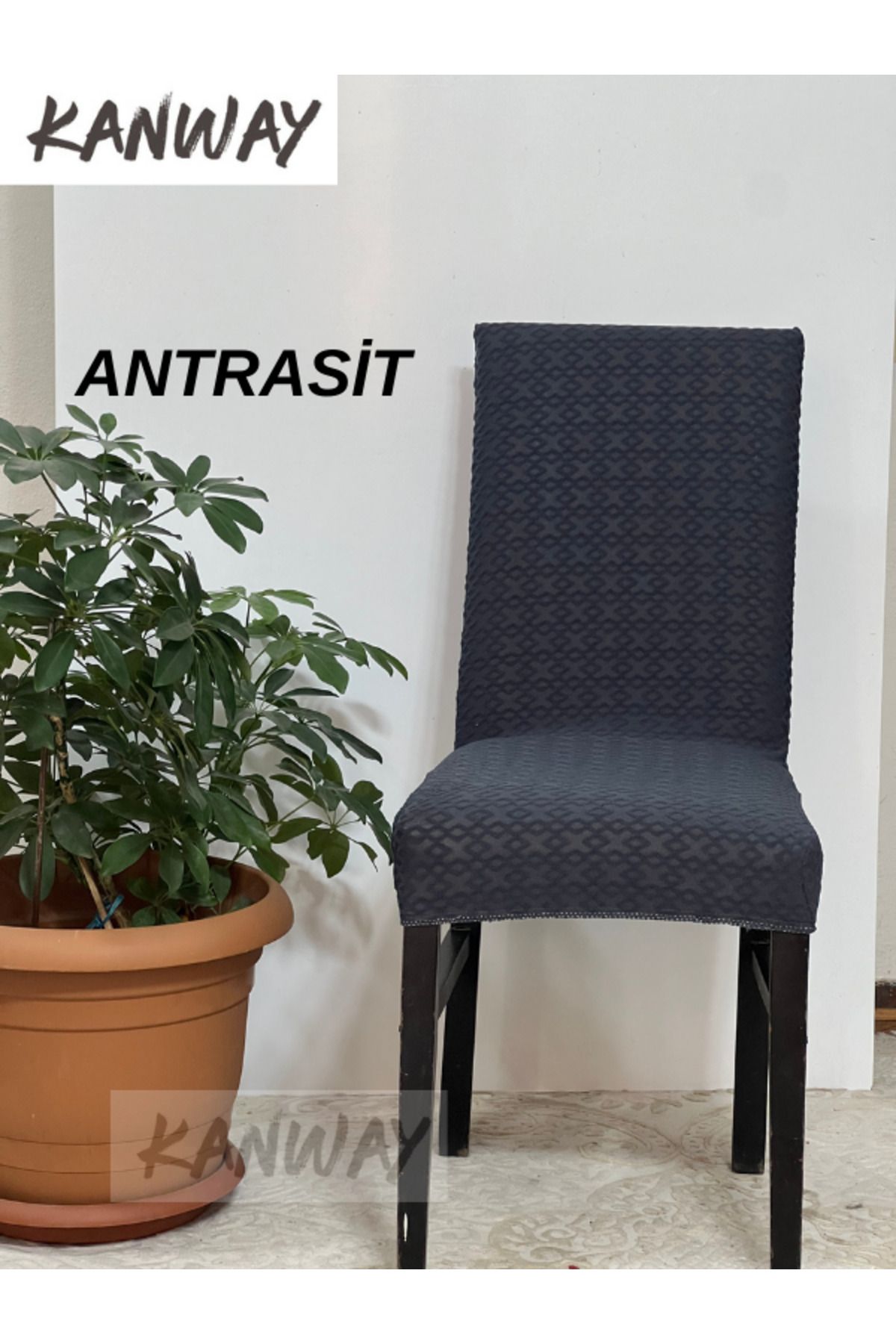 kanway zincir desen kumaş sandalye örtüsü yıkanabilir esnekli lastikli sandalye kılıfı ( 1 ADET )