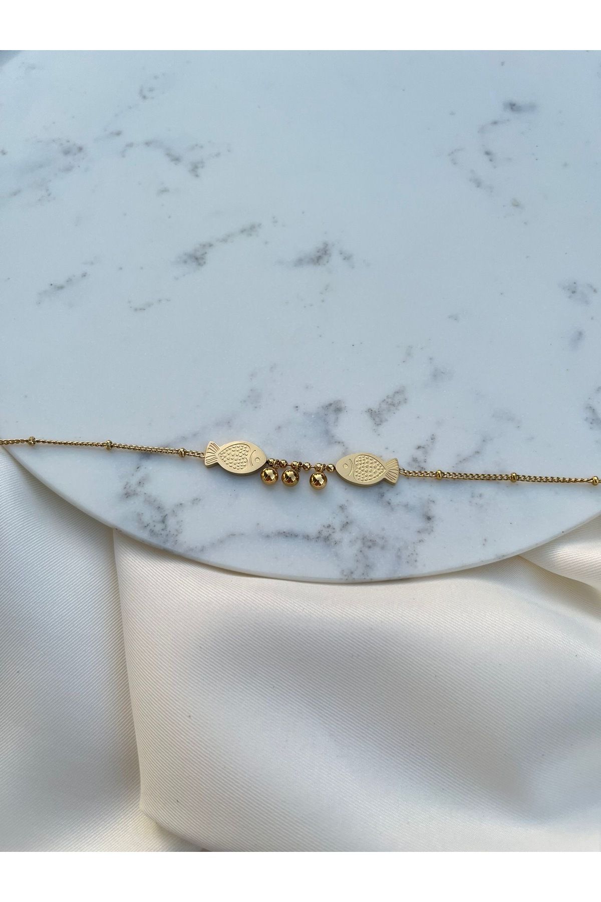 Orvix Accessories Balık Motifli Gold Zincirli Kararmaz Kadın Halhal Yazlık Halhal Hediyelik Halhal Anne Halhal